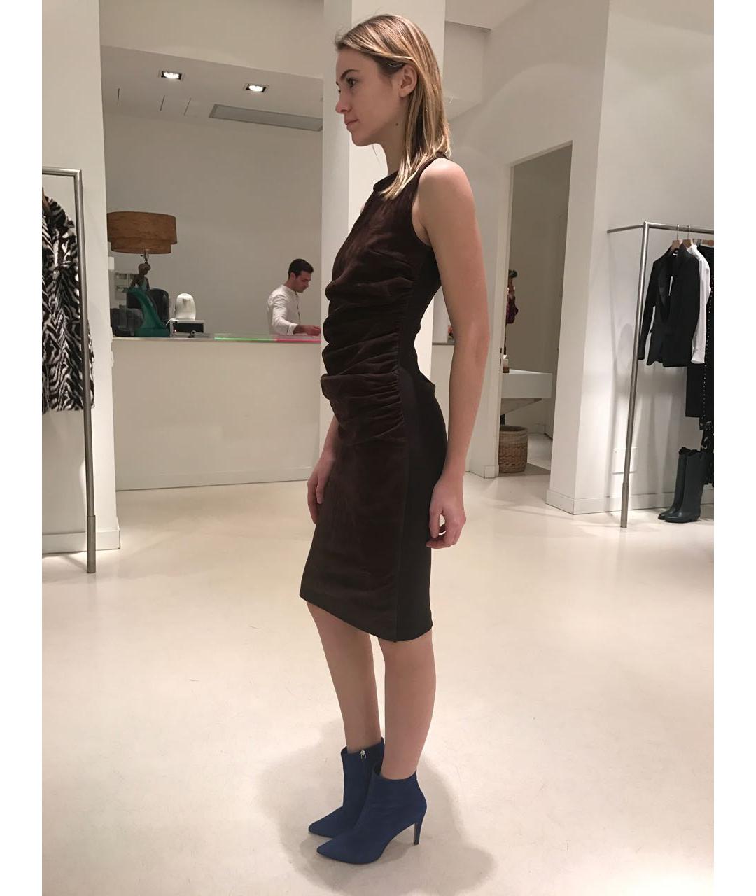 P.A.R.O.S.H. Коричневое замшевое коктейльное платье, фото 8