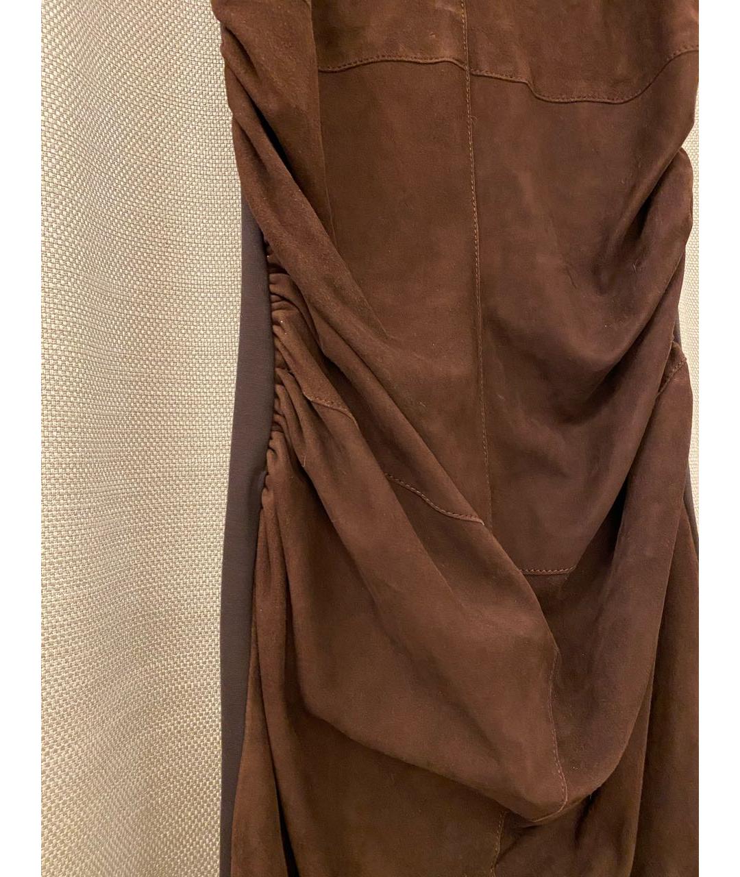 P.A.R.O.S.H. Коричневое замшевое коктейльное платье, фото 5