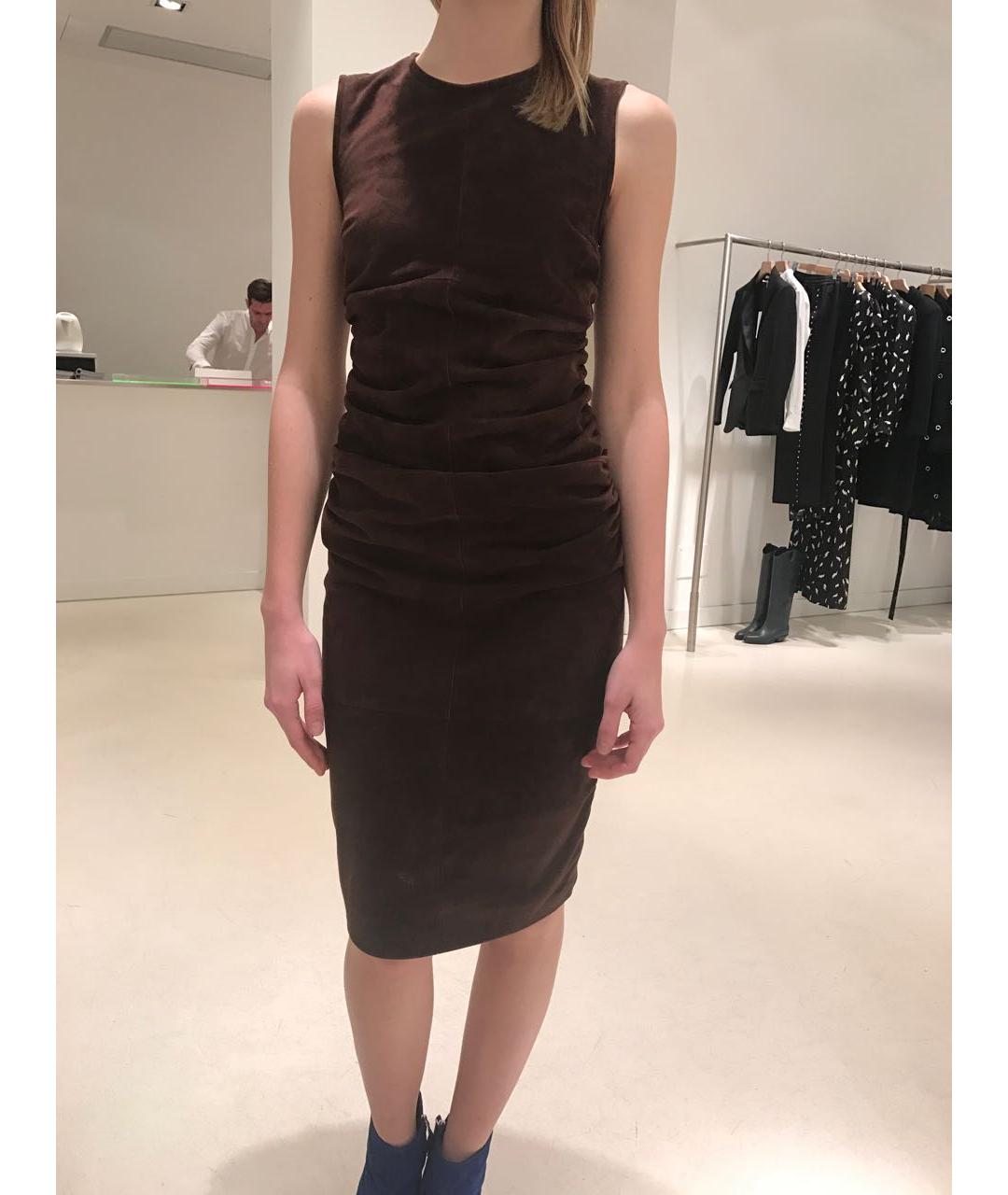 P.A.R.O.S.H. Коричневое замшевое коктейльное платье, фото 7