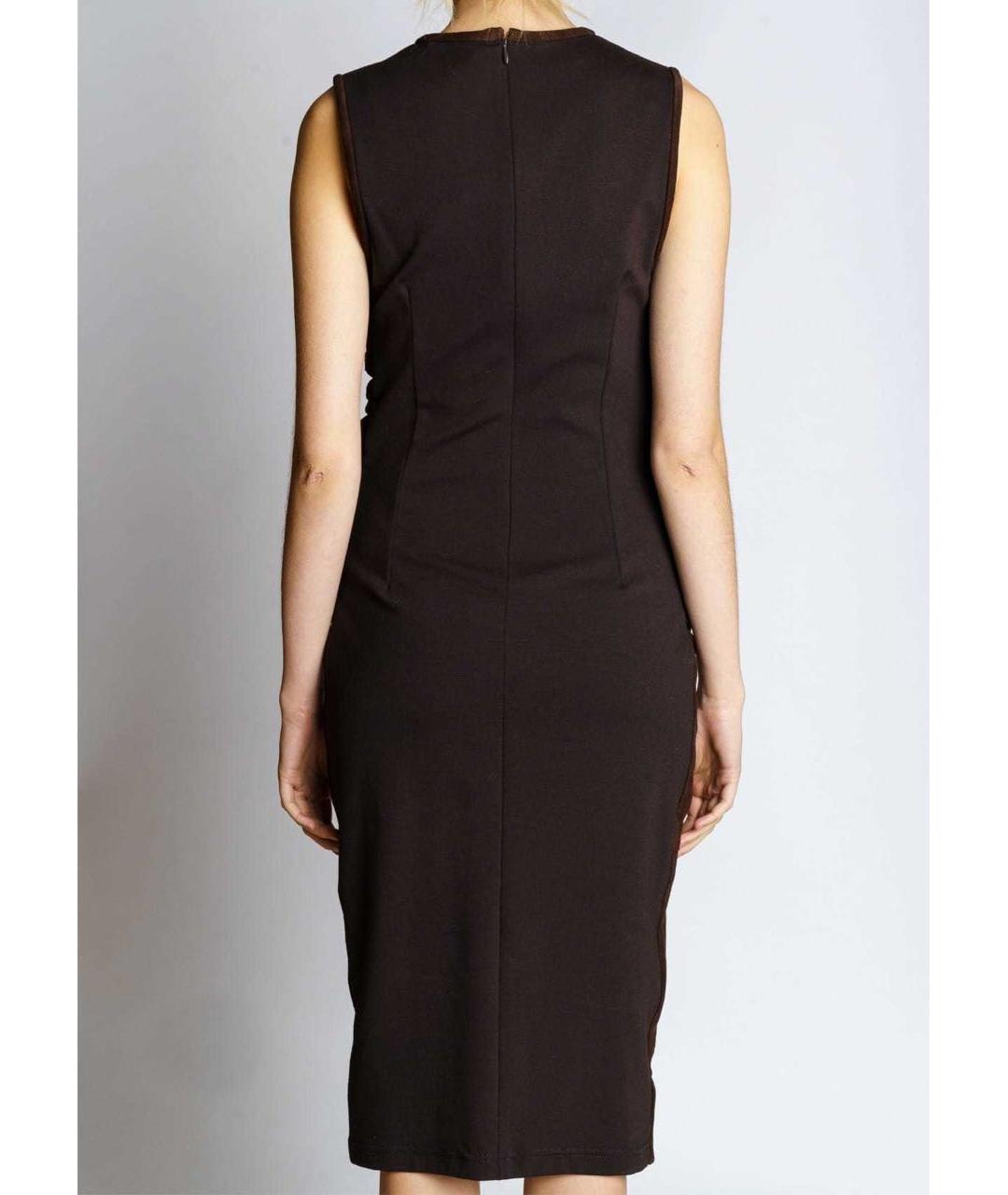 P.A.R.O.S.H. Коричневое замшевое коктейльное платье, фото 3