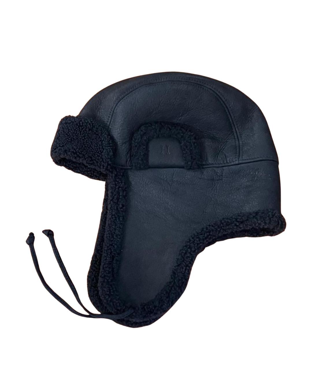 HERMES Синяя кожаная шапка, фото 1