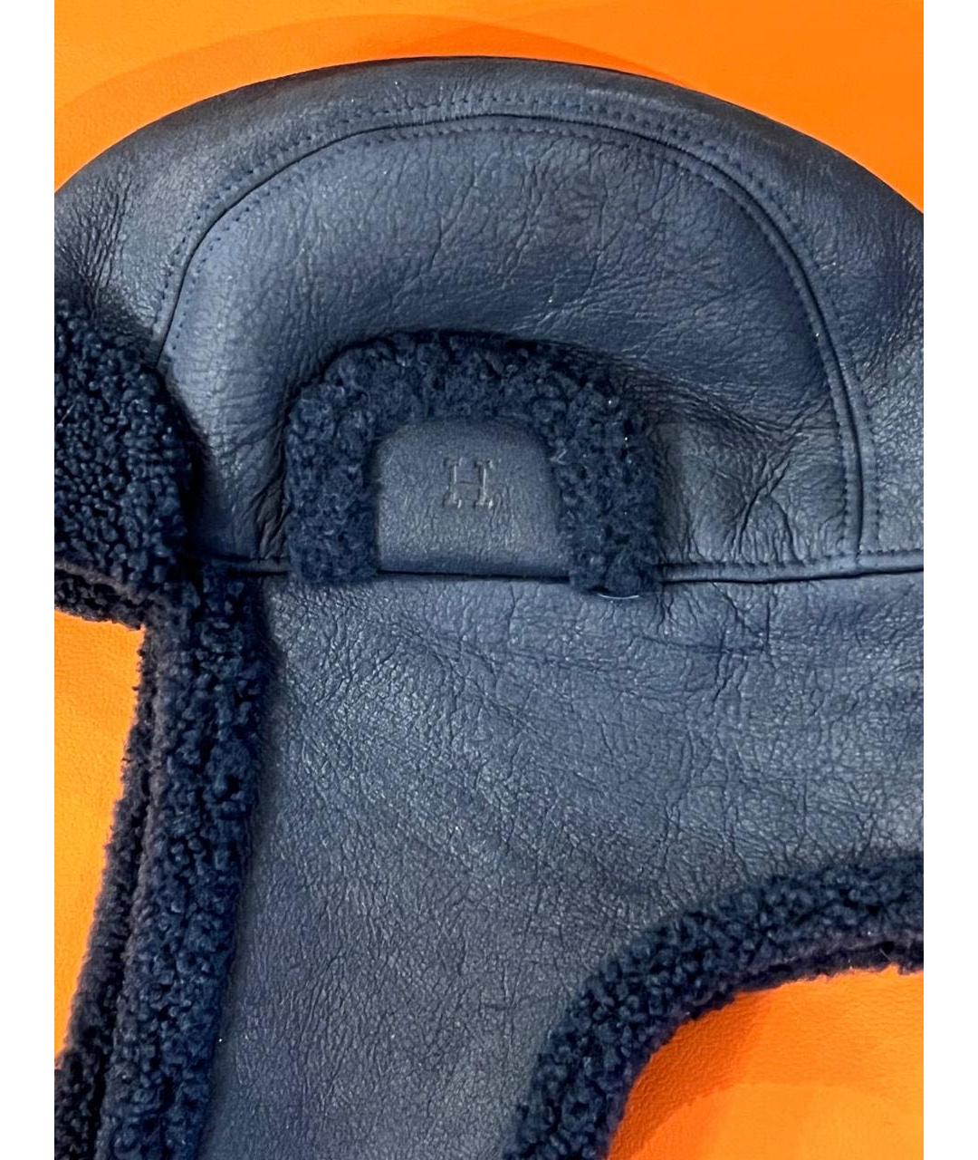 HERMES Синяя кожаная шапка, фото 4