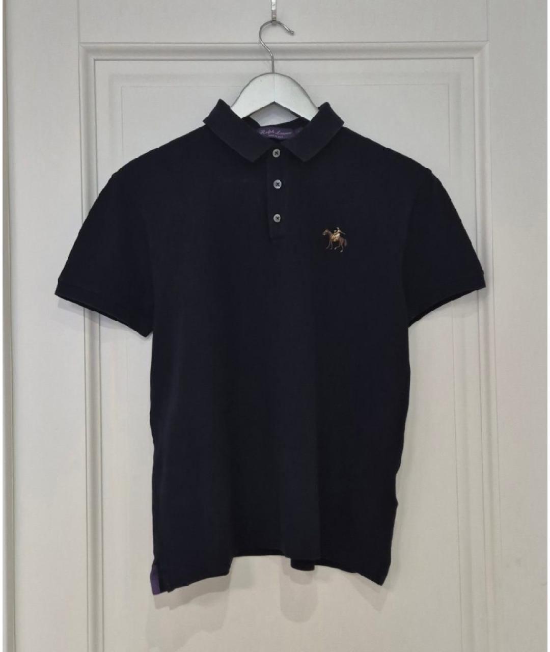 RALPH LAUREN PURPLE LABEL Темно-синее хлопковое поло с коротким рукавом, фото 6