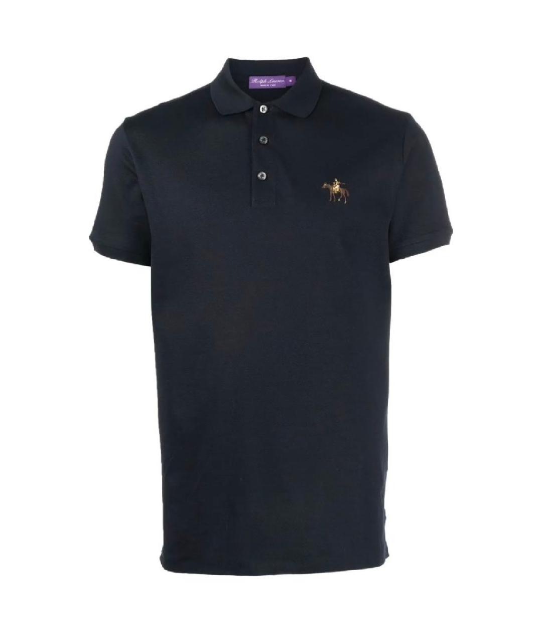 RALPH LAUREN PURPLE LABEL Темно-синее хлопковое поло с коротким рукавом, фото 10