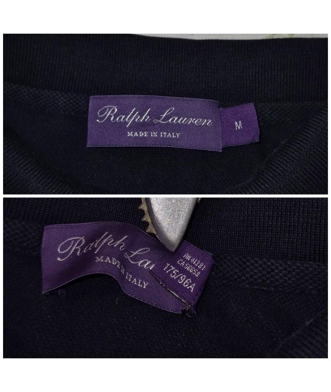 RALPH LAUREN PURPLE LABEL Темно-синее хлопковое поло с коротким рукавом, фото 3