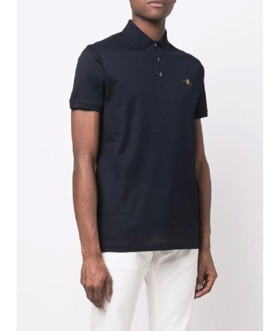 RALPH LAUREN PURPLE LABEL Темно-синее хлопковое поло с коротким рукавом, фото 5