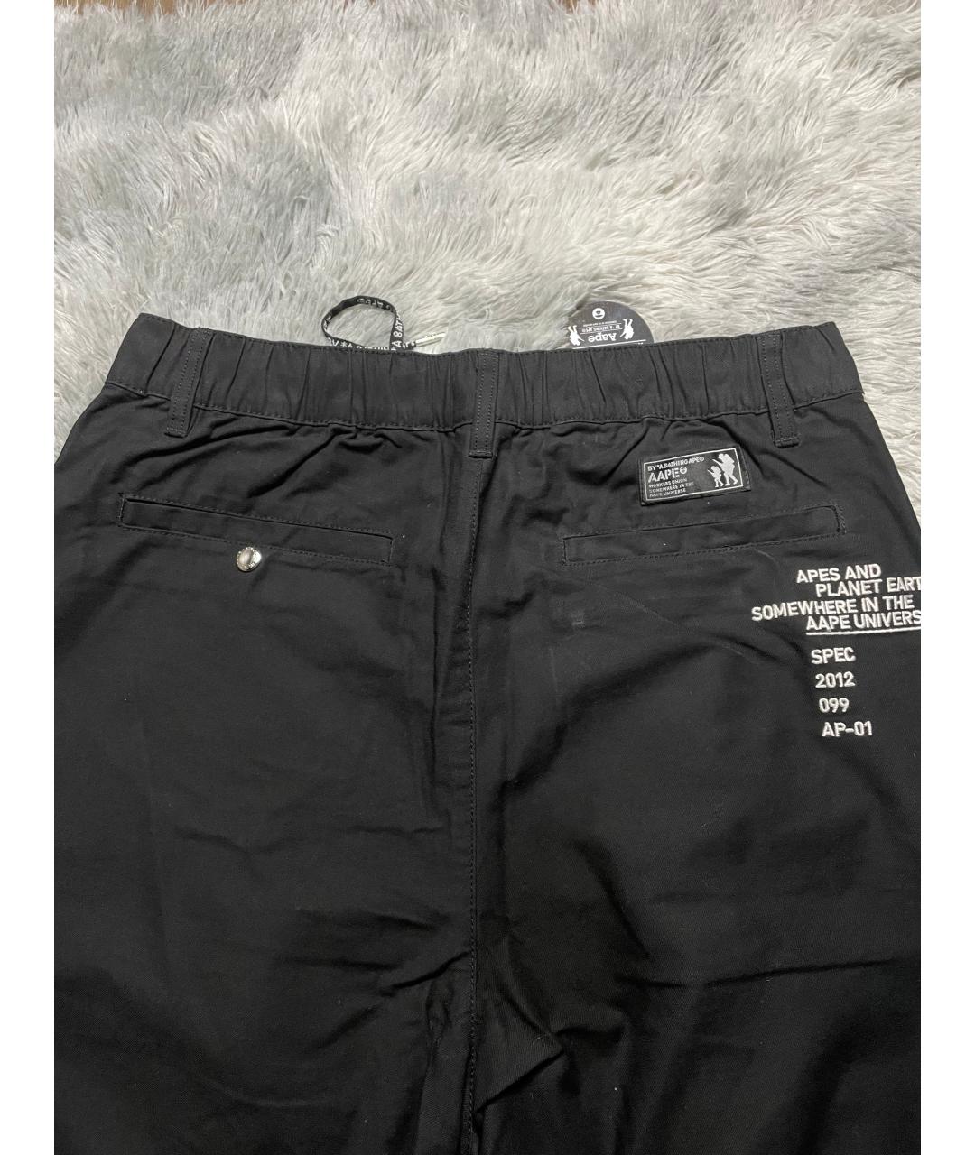 A BATHING APE Черные хлопковые повседневные брюки, фото 2