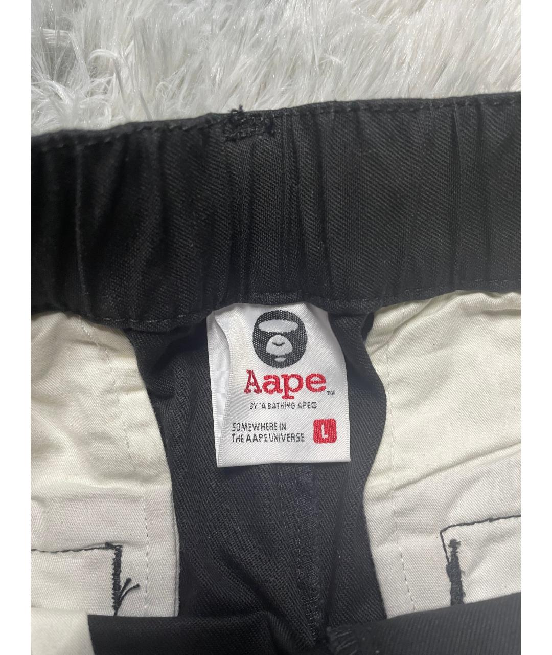 A BATHING APE Черные хлопковые повседневные брюки, фото 4