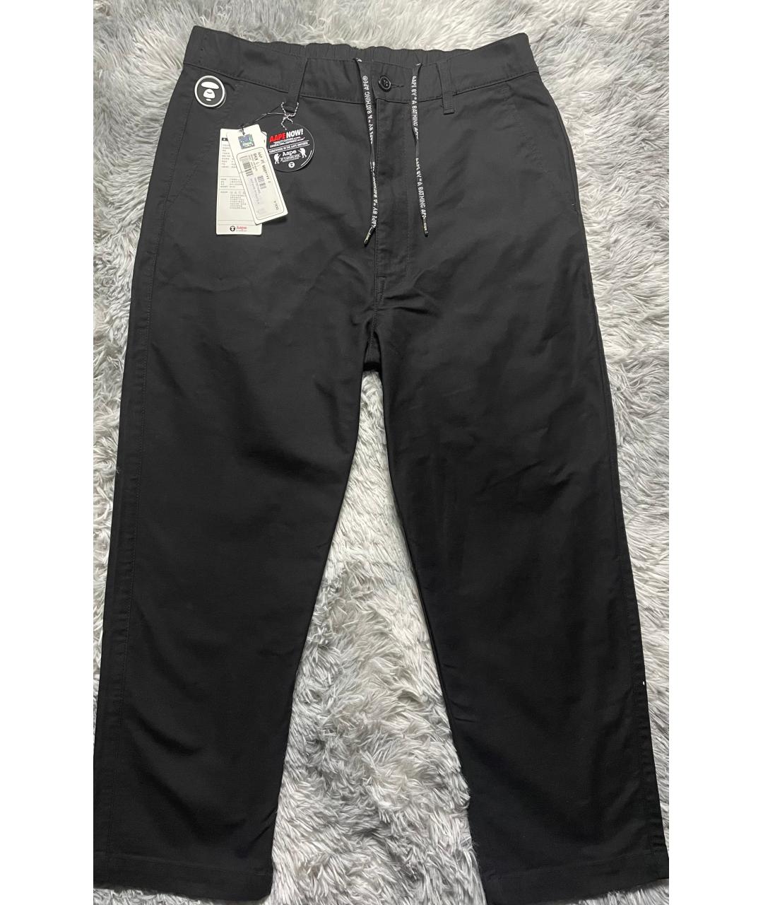 A BATHING APE Черные хлопковые повседневные брюки, фото 7
