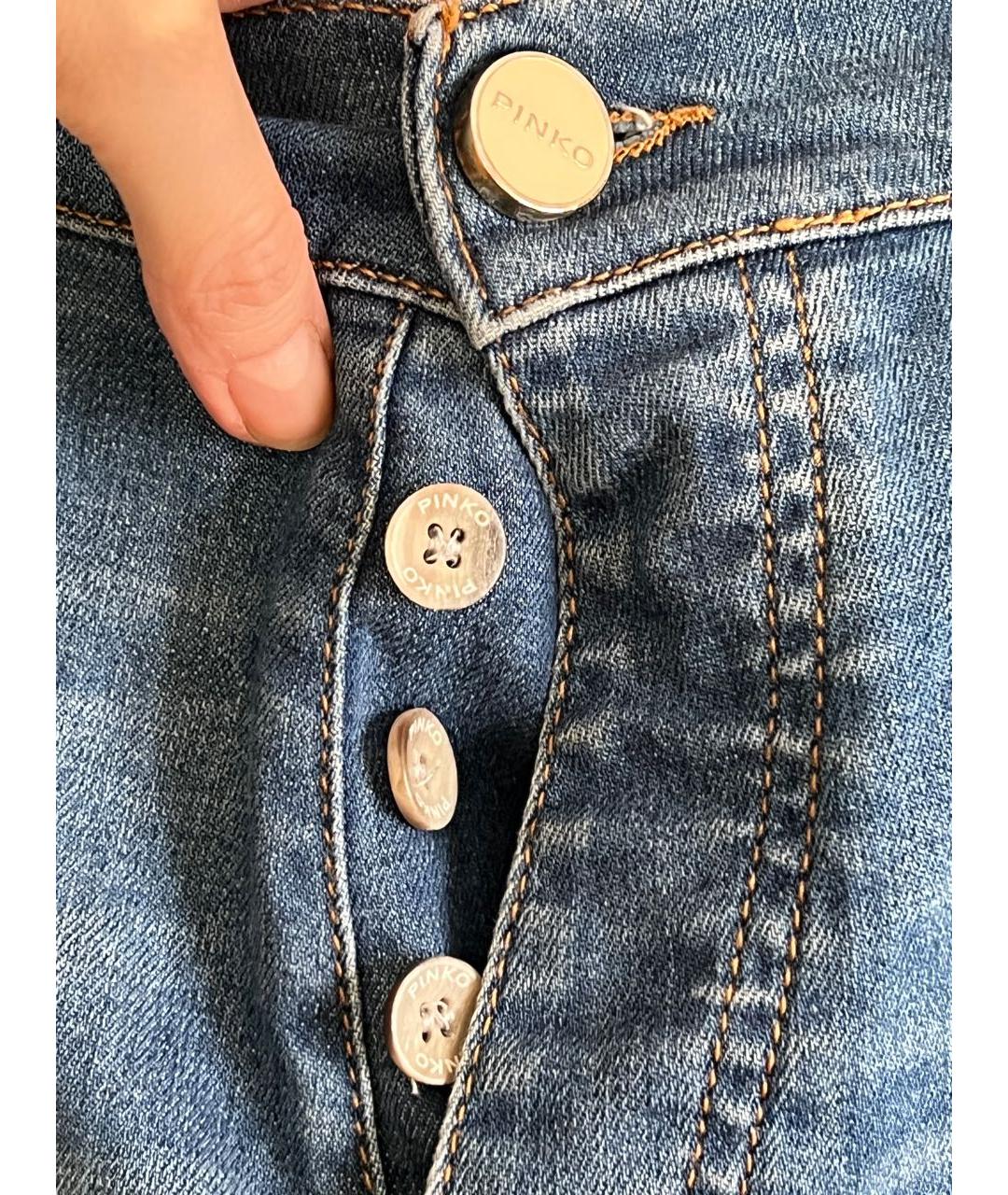 PINKO Синие хлопковые прямые джинсы, фото 3