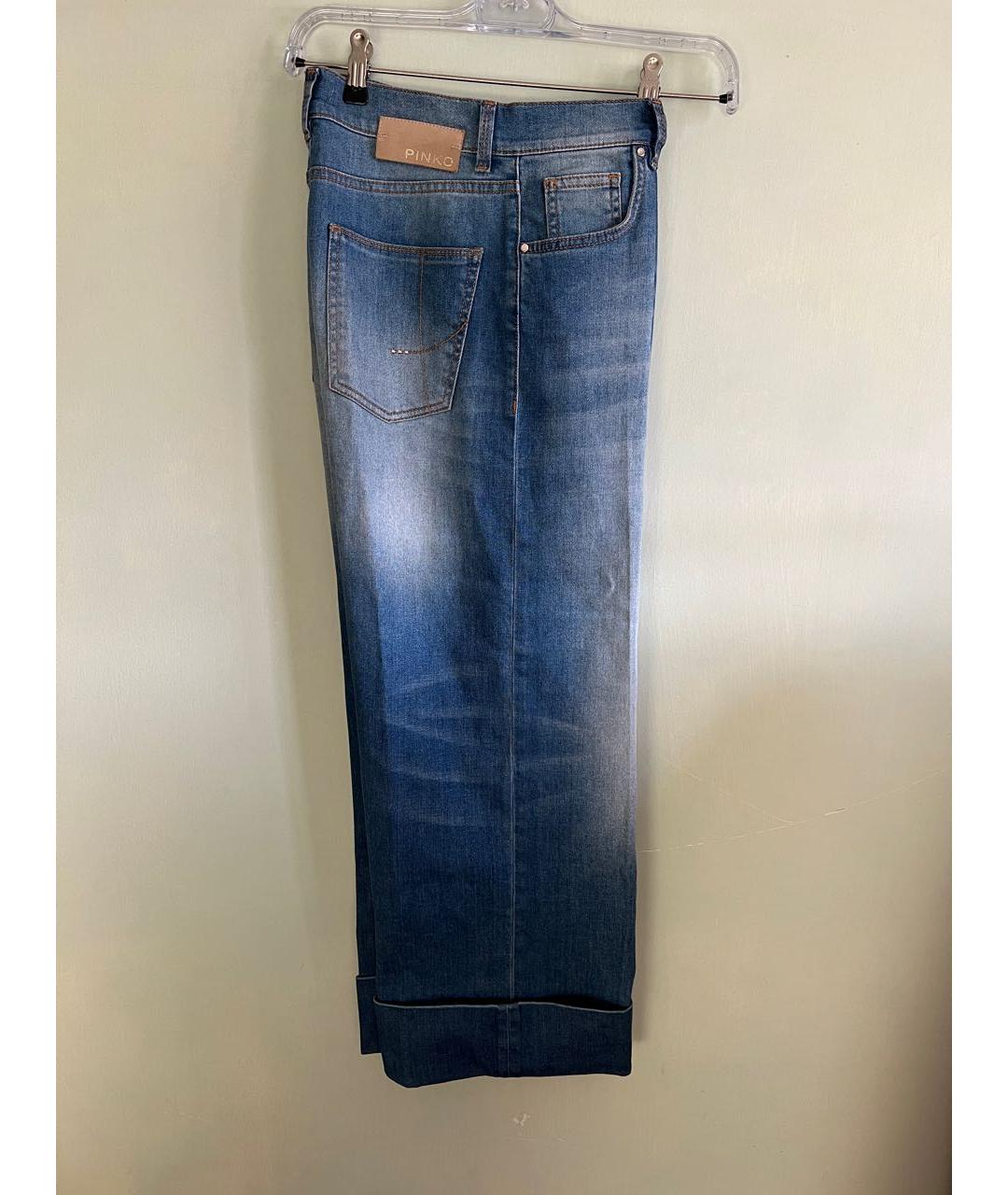 PINKO Синие хлопковые прямые джинсы, фото 5