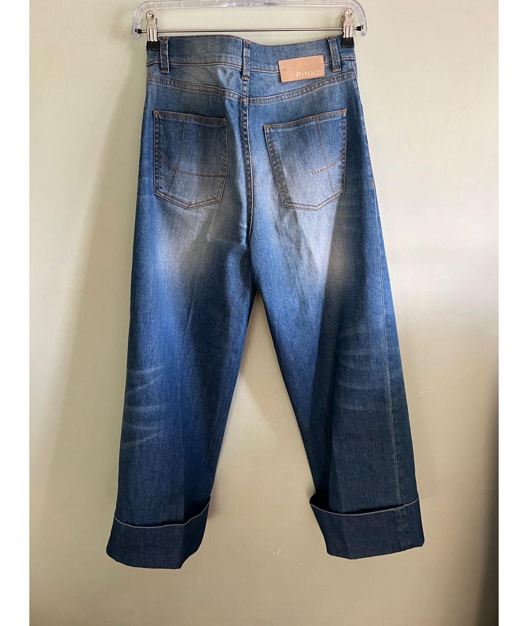 PINKO Синие хлопковые прямые джинсы, фото 2