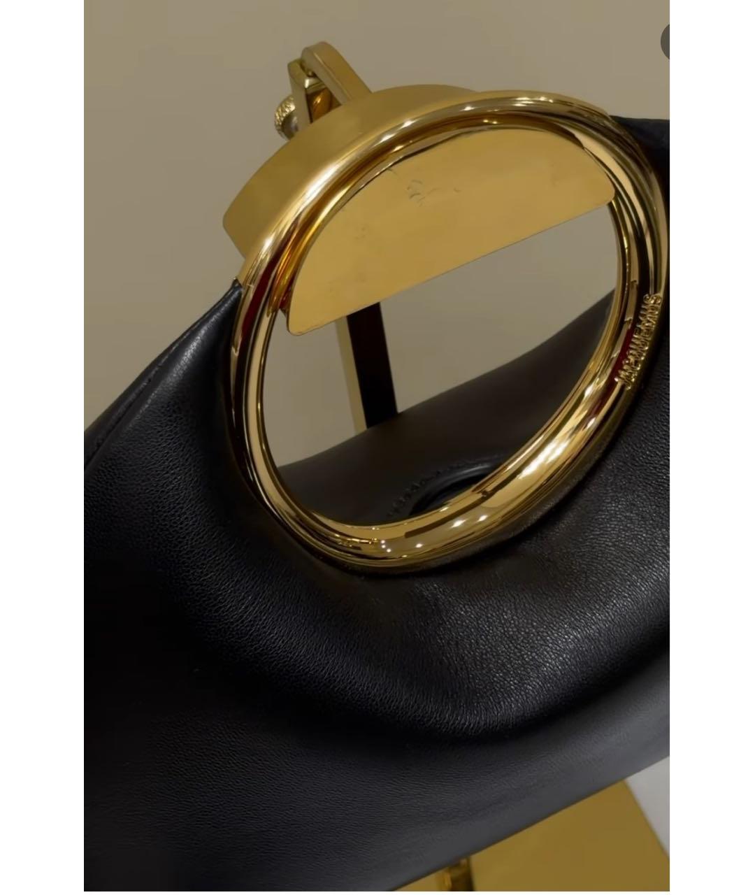 JACQUEMUS Черная кожаная сумка с короткими ручками, фото 2