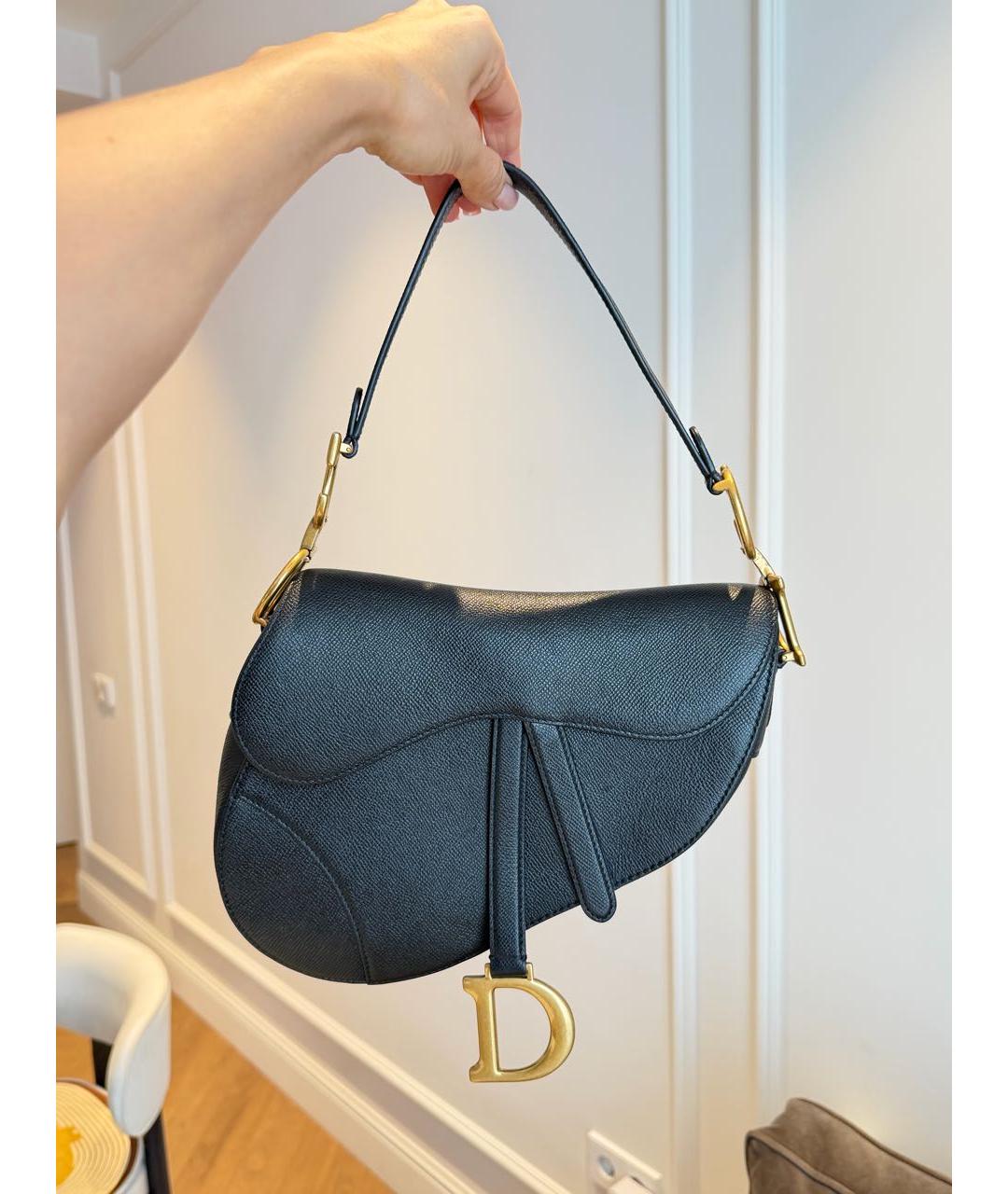 CHRISTIAN DIOR Черная кожаная сумка с короткими ручками, фото 7