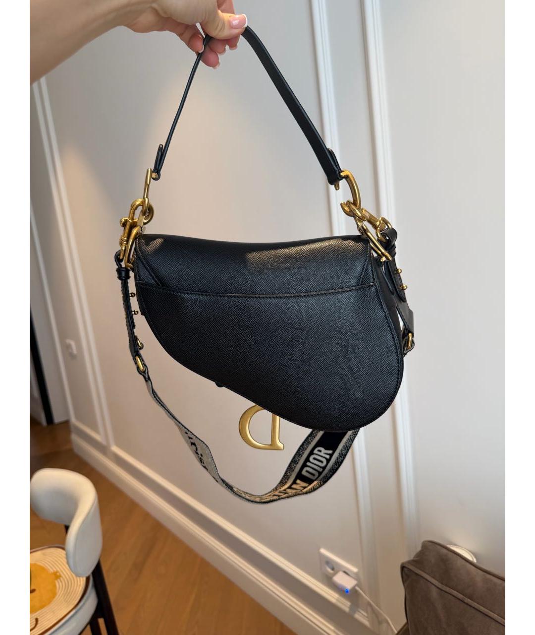 CHRISTIAN DIOR Черная кожаная сумка с короткими ручками, фото 3