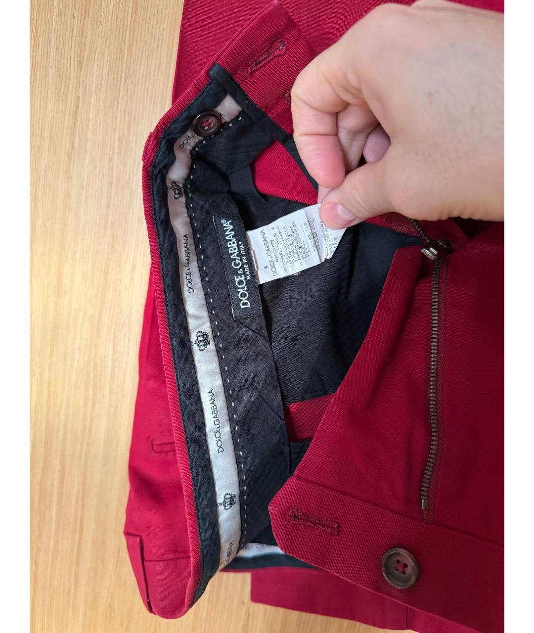 DOLCE&GABBANA Красные хлопковые брюки чинос, фото 4