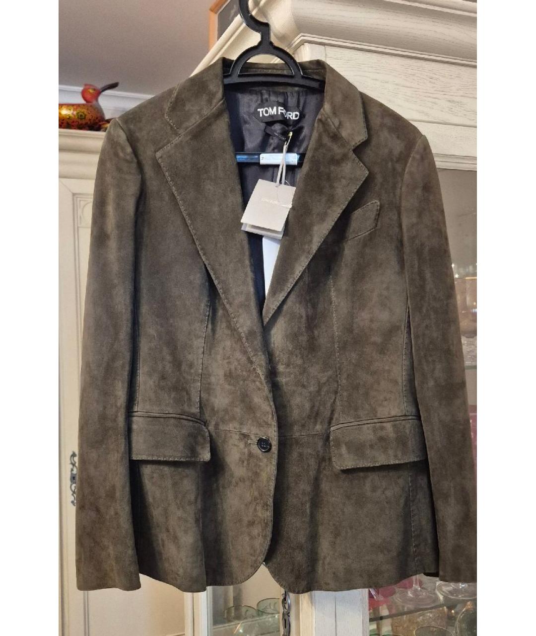 TOM FORD Хаки замшевый жакет/пиджак, фото 4