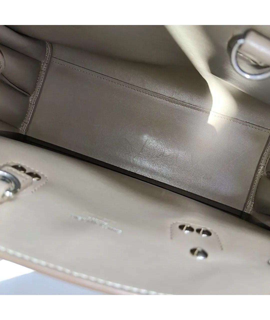 SAINT LAURENT Бежевая кожаная сумка с короткими ручками, фото 7