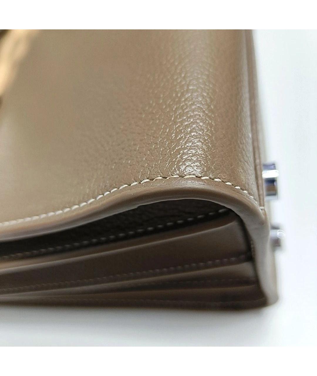 SAINT LAURENT Бежевая кожаная сумка с короткими ручками, фото 8