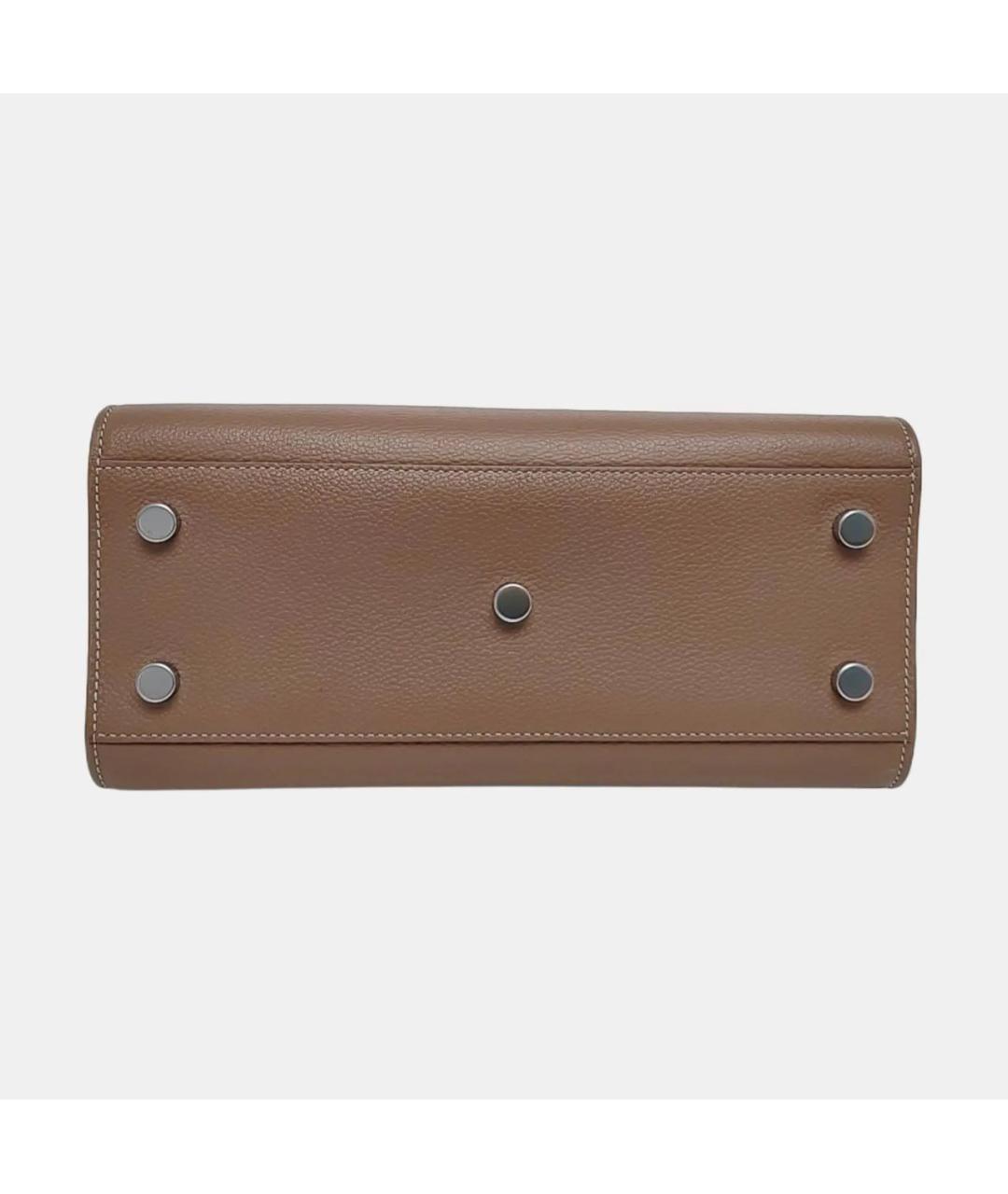 SAINT LAURENT Бежевая кожаная сумка с короткими ручками, фото 6