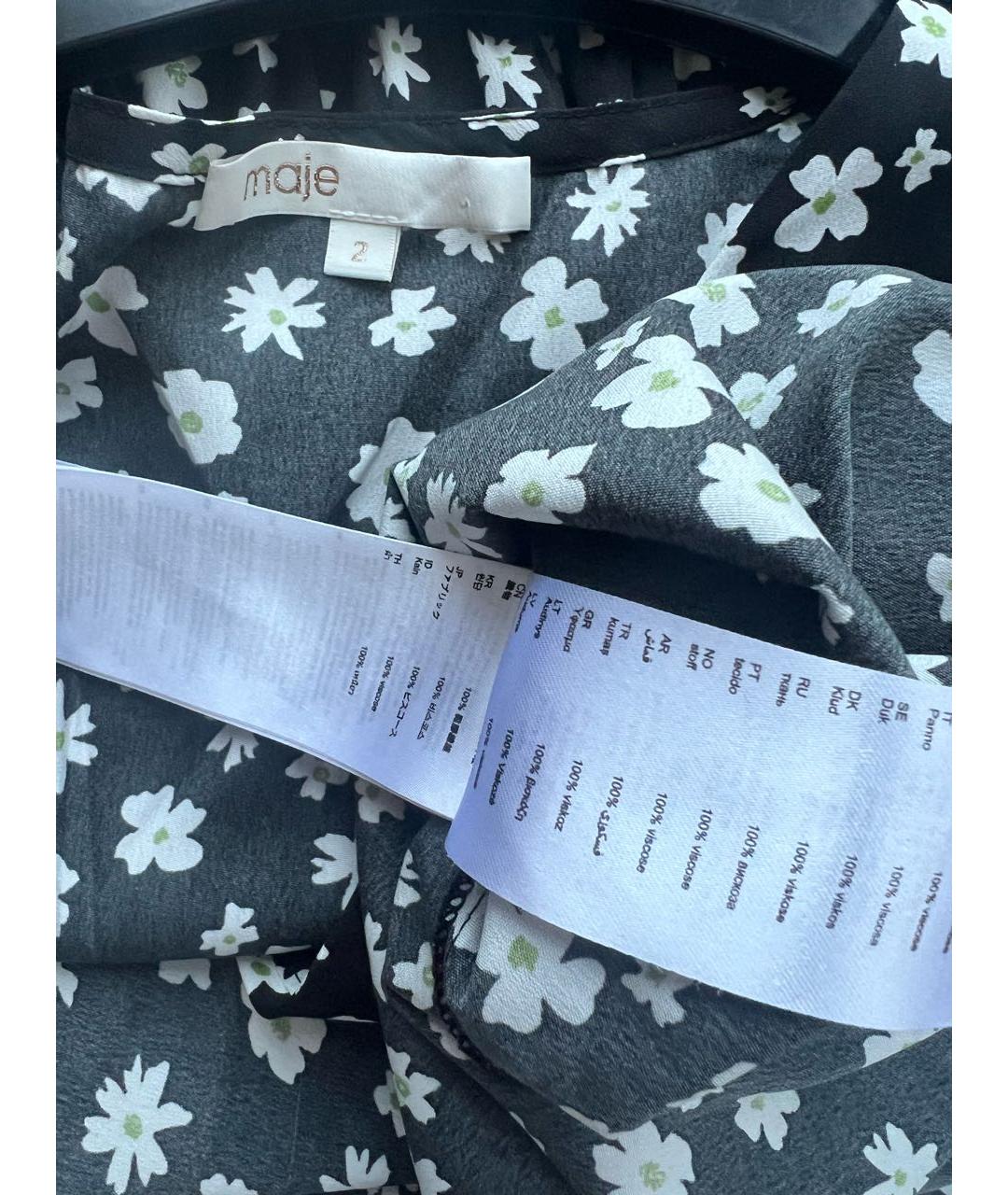 MAJE Черное вискозное повседневное платье, фото 3