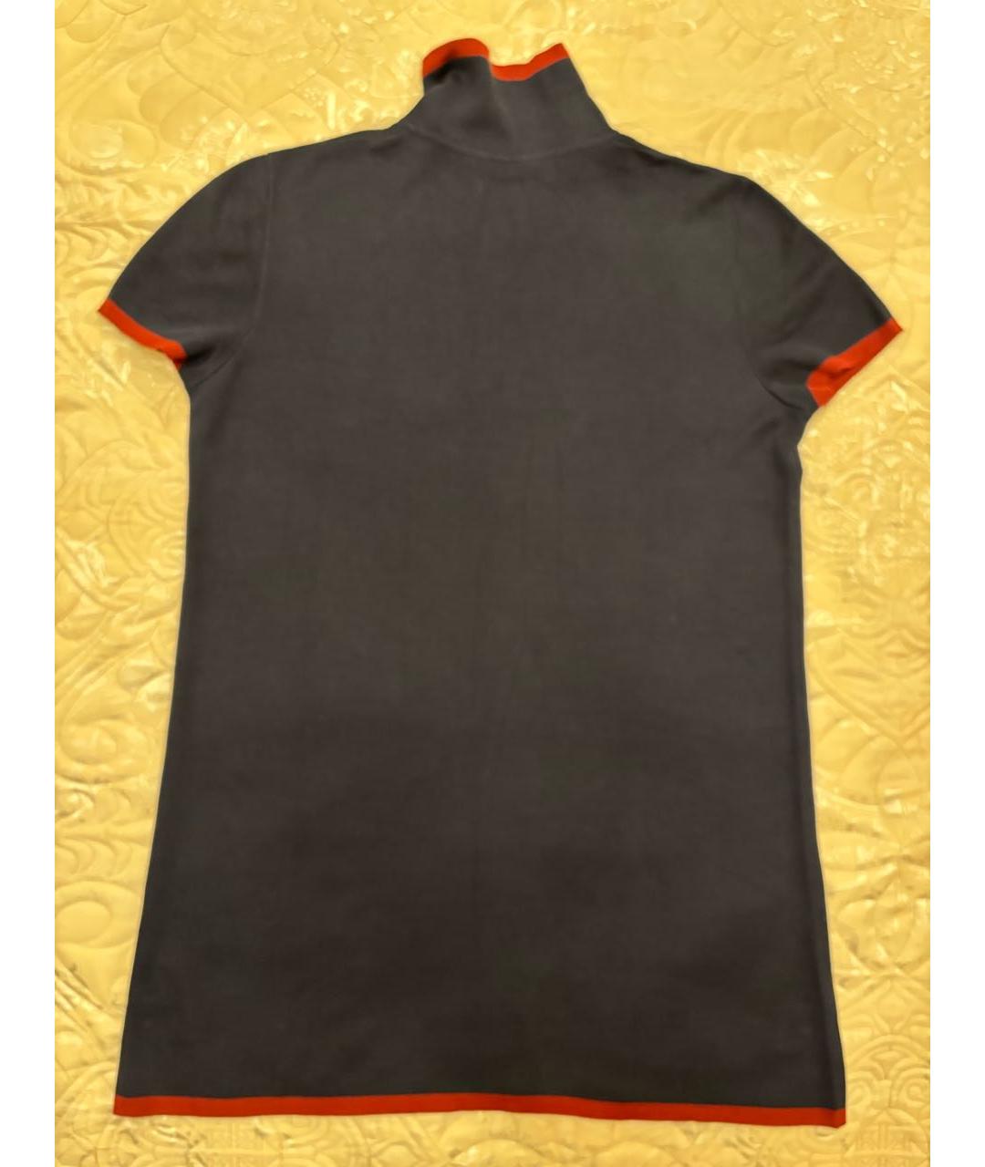 HERMES Темно-синяя шелковая футболка, фото 5