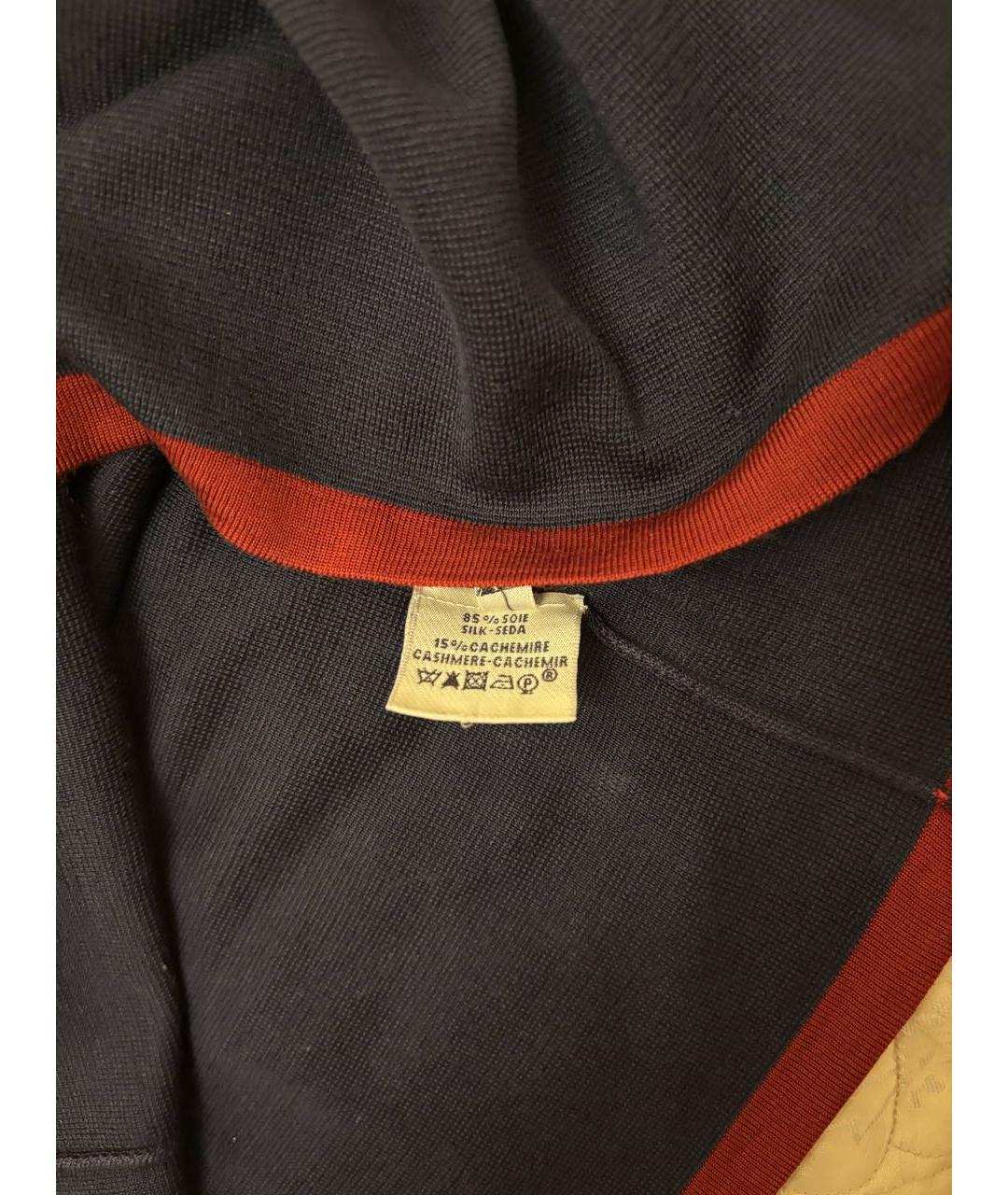 HERMES Темно-синяя шелковая футболка, фото 3