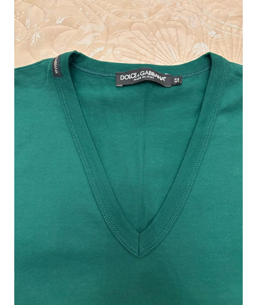DOLCE&GABBANA Зеленая хлопковая футболка, фото 2