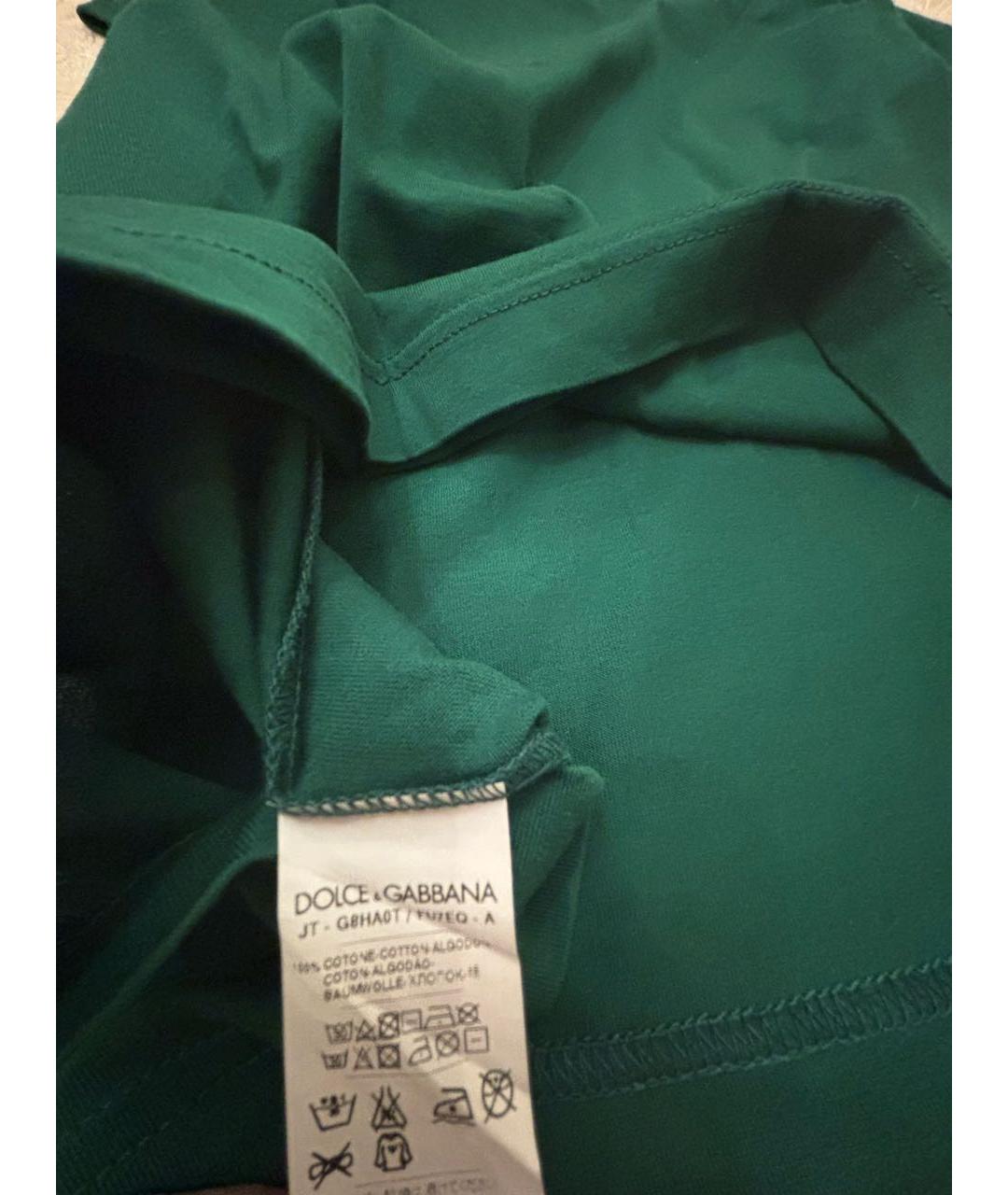 DOLCE&GABBANA Зеленая хлопковая футболка, фото 3