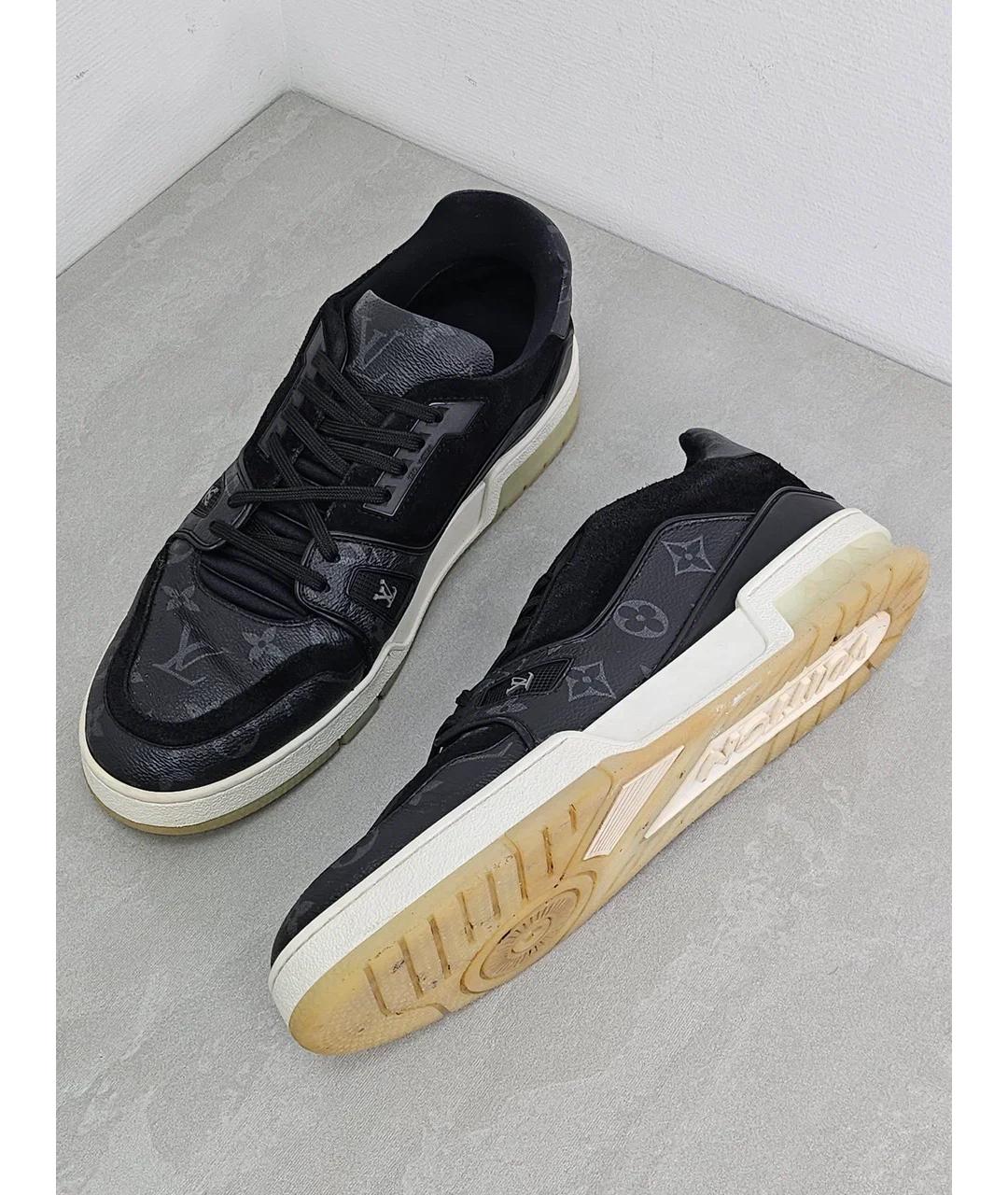 LOUIS VUITTON Черные кожаные низкие кроссовки / кеды, фото 8