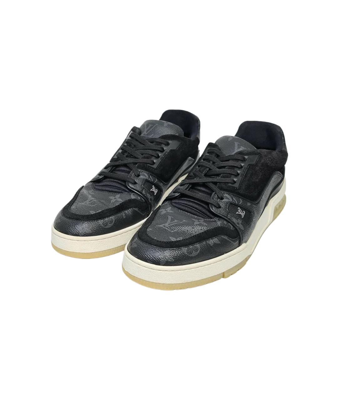 LOUIS VUITTON Черные кожаные низкие кроссовки / кеды, фото 3