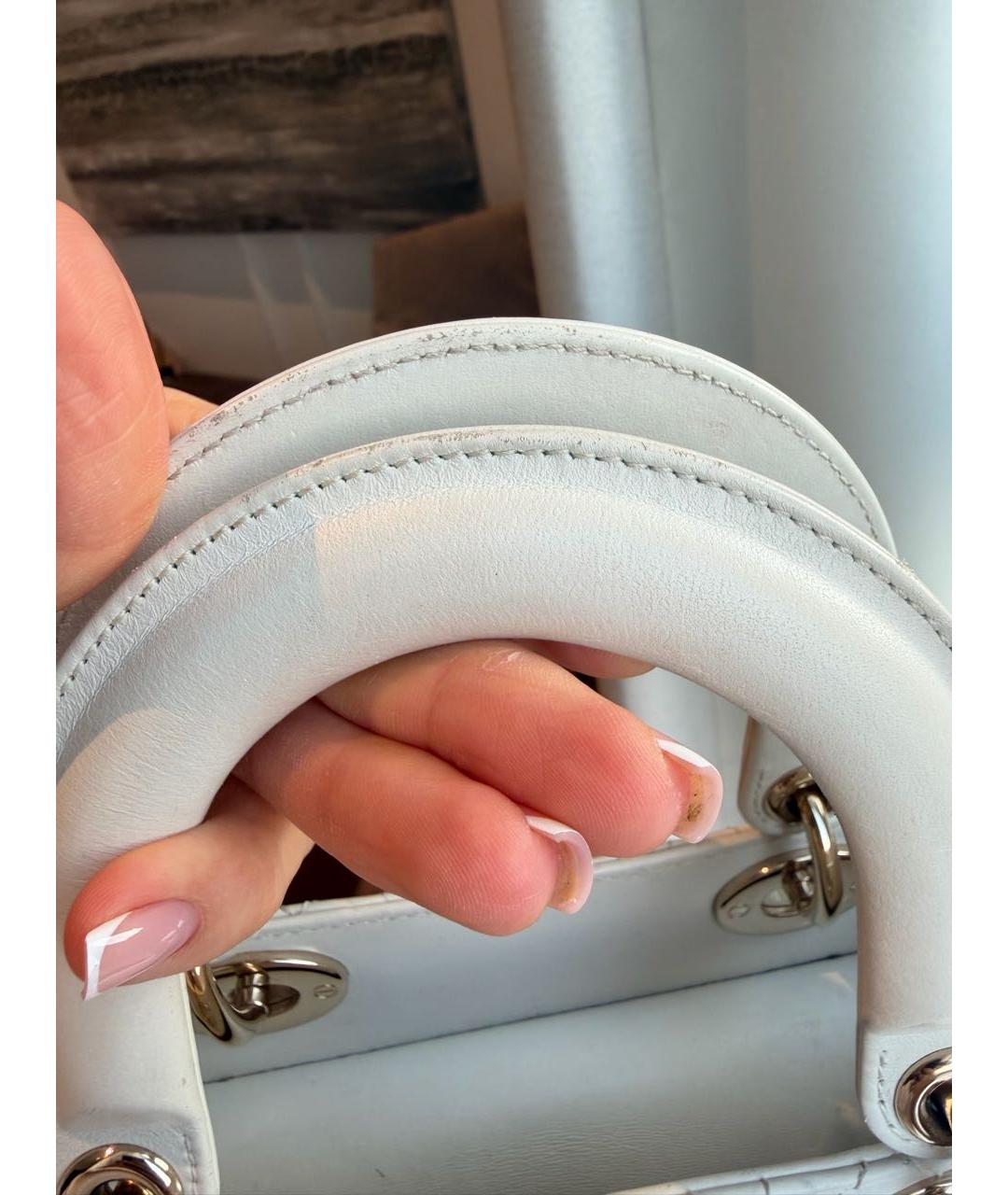 CHRISTIAN DIOR Белая кожаная сумка с короткими ручками, фото 7