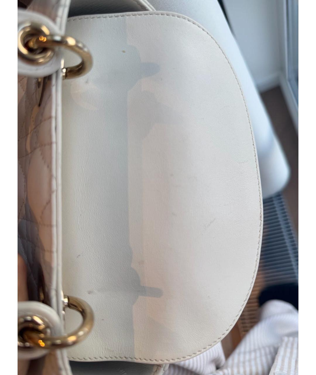 CHRISTIAN DIOR Белая кожаная сумка с короткими ручками, фото 8