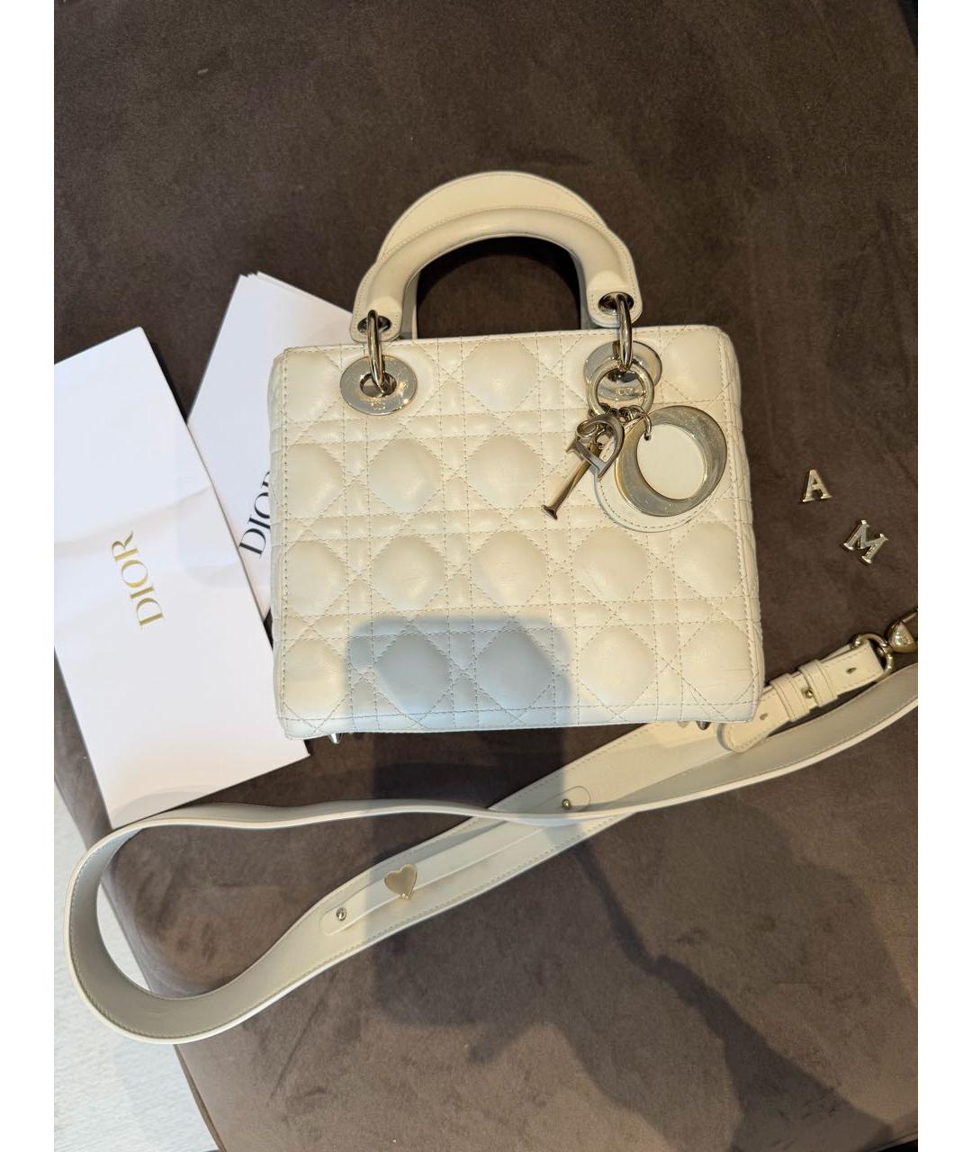 CHRISTIAN DIOR Белая кожаная сумка с короткими ручками, фото 5