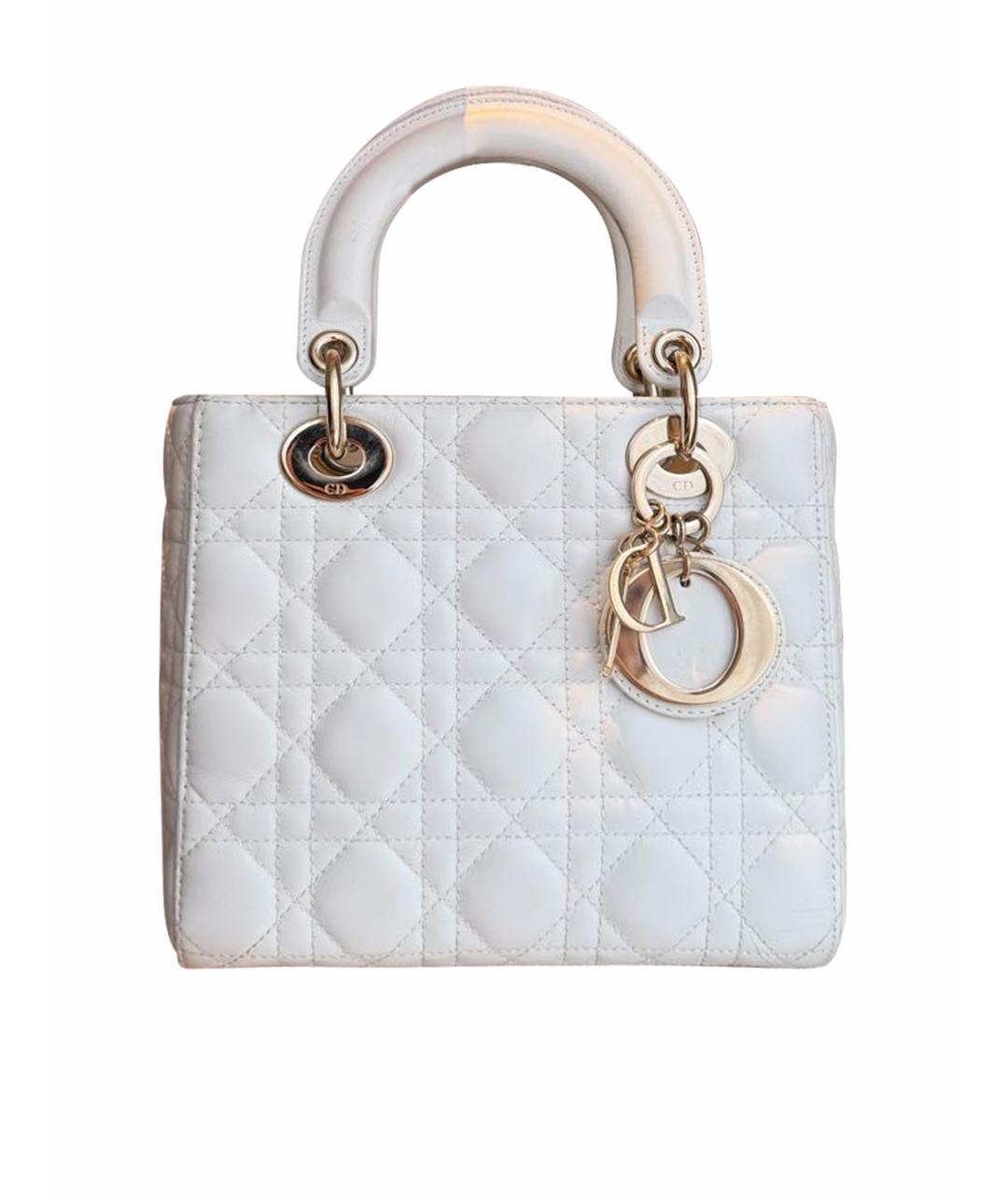 CHRISTIAN DIOR Белая кожаная сумка с короткими ручками, фото 1