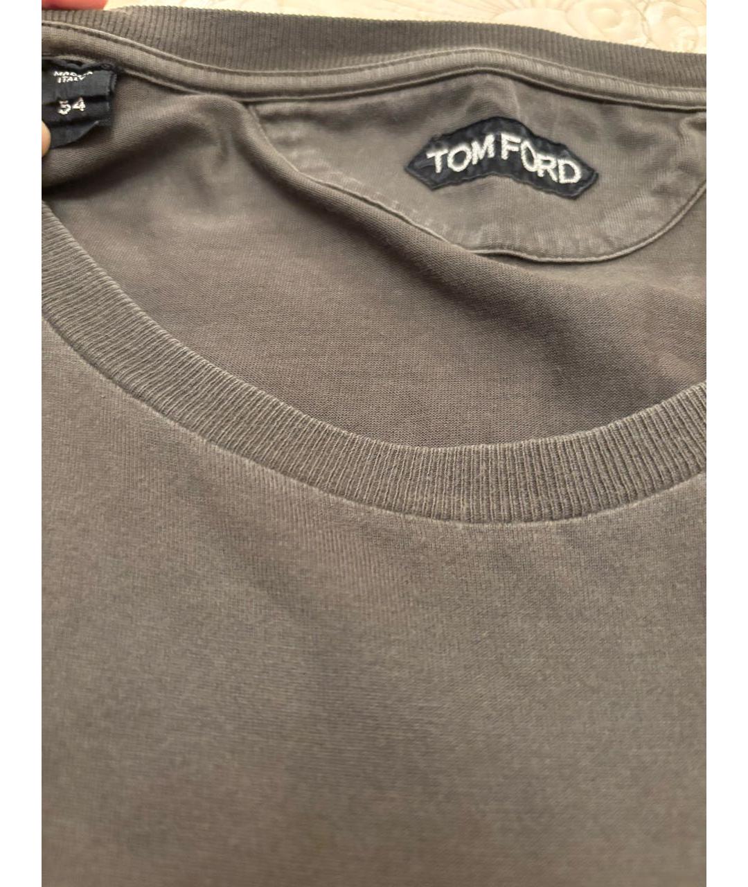 TOM FORD Антрацитовая хлопковая футболка, фото 2
