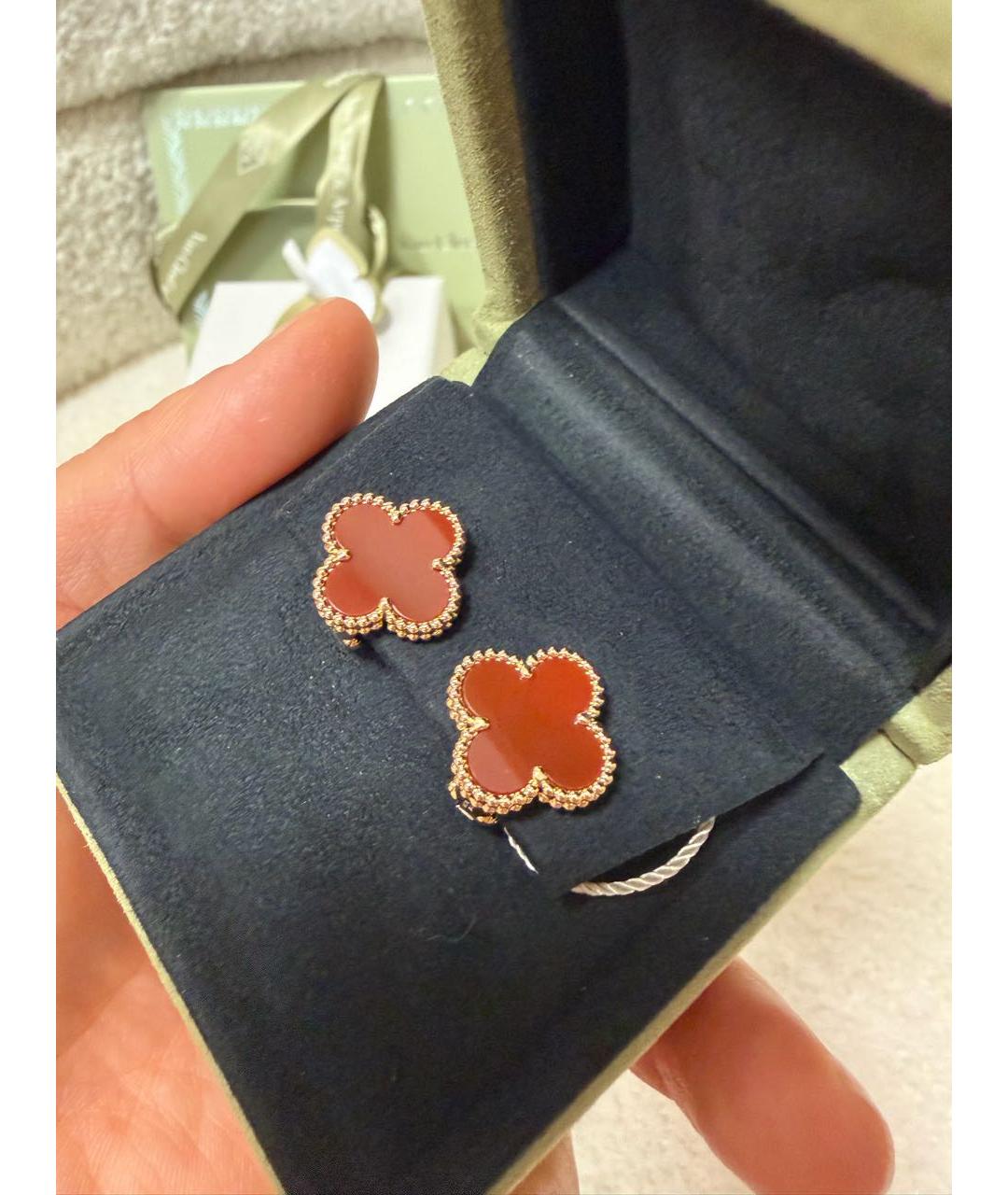 VAN CLEEF & ARPELS Бордовые серьги из желтого золота, фото 5