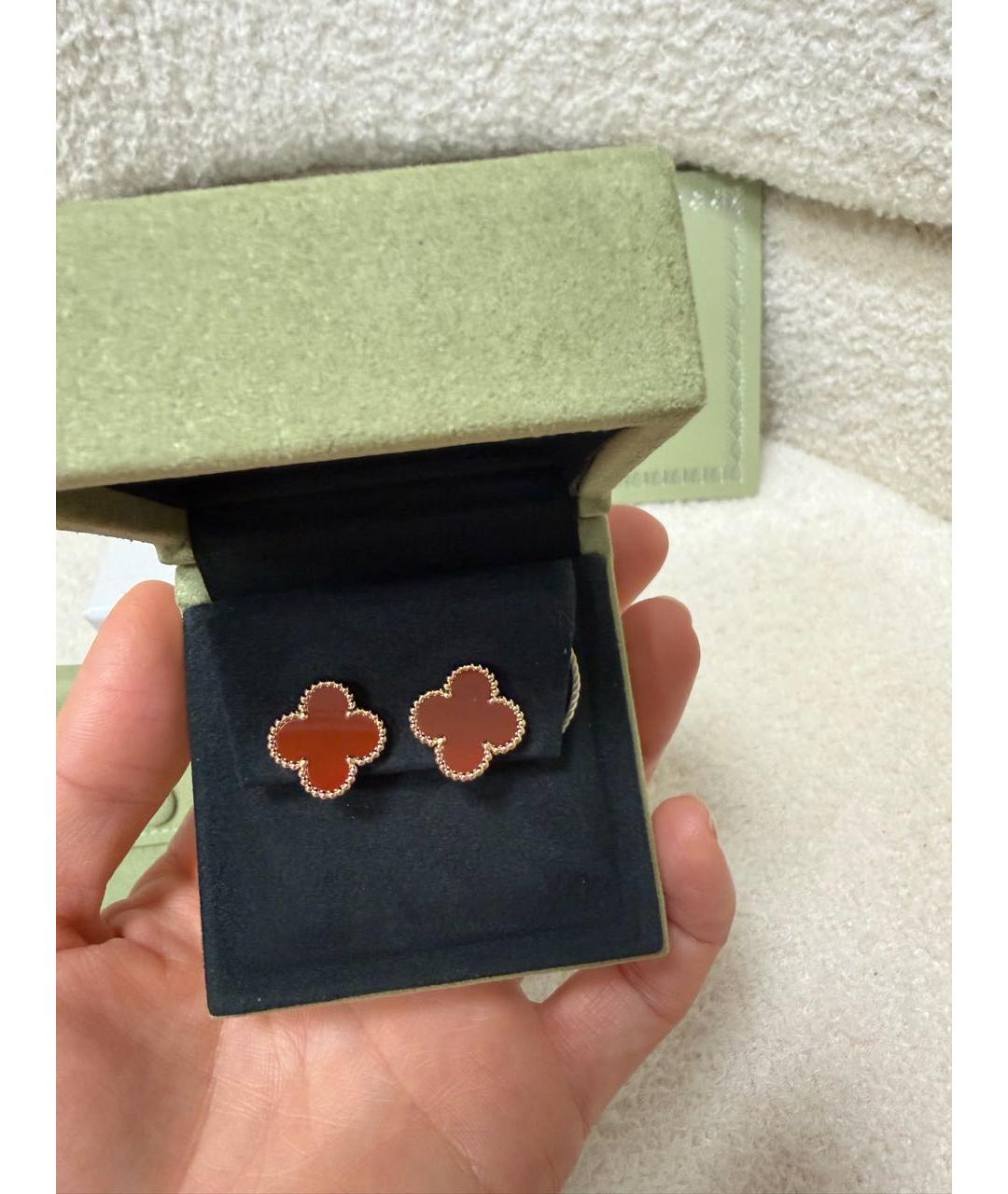 VAN CLEEF & ARPELS Бордовые серьги из желтого золота, фото 4