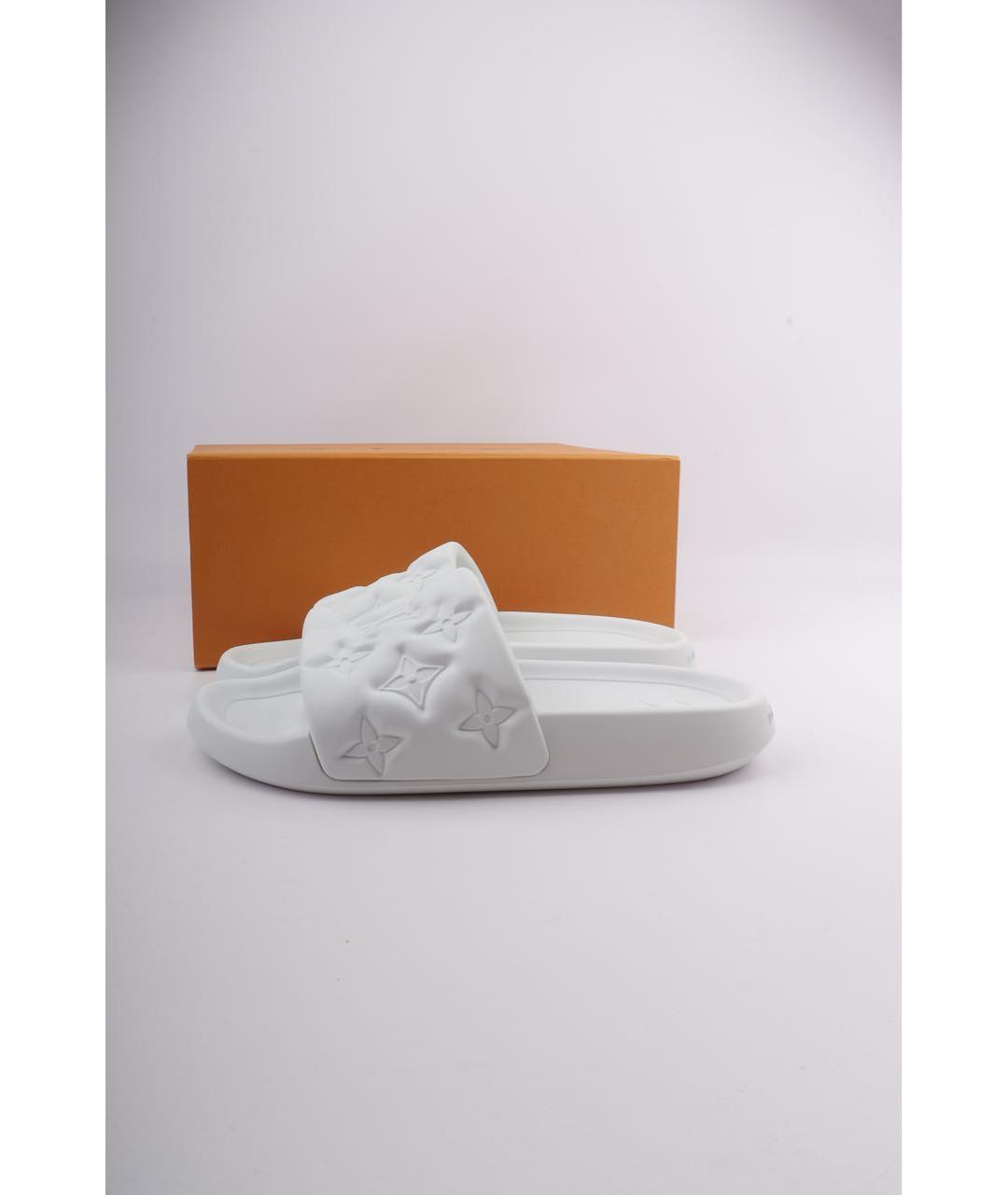 LOUIS VUITTON Белые резиновые шлепанцы, фото 8