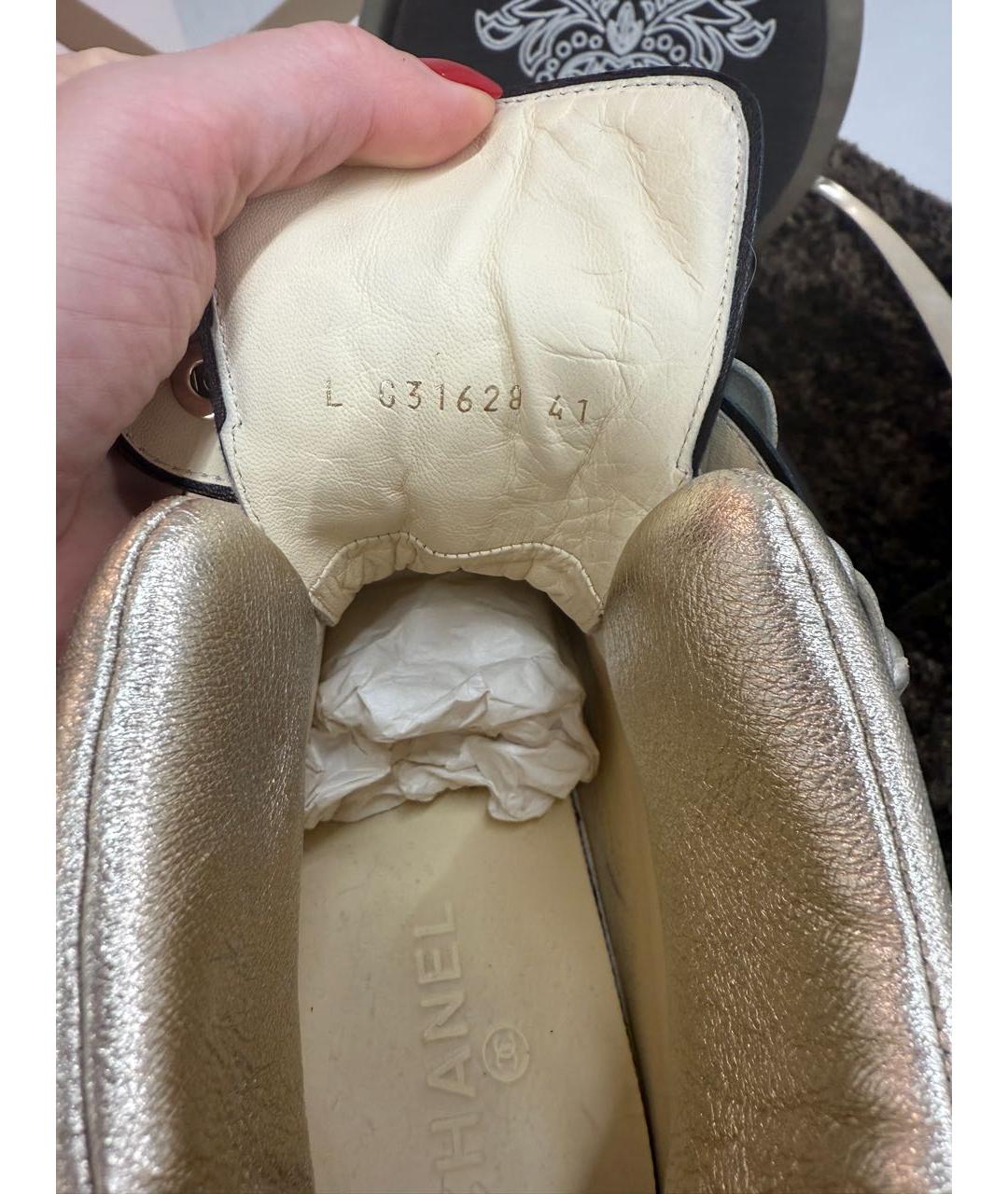 CHANEL Золотые кожаные ботинки, фото 5