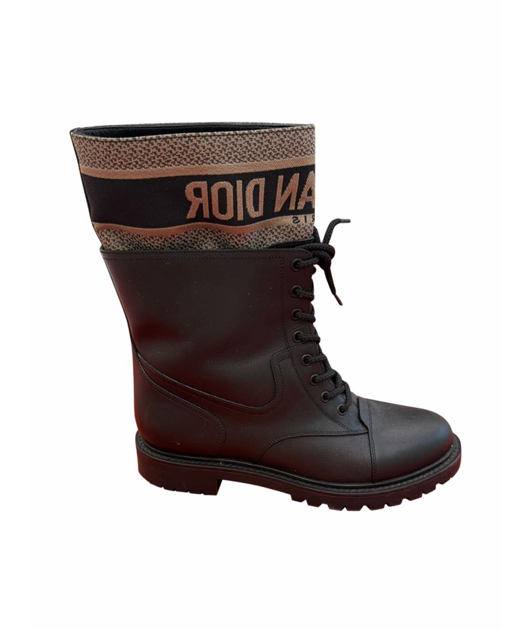 CHRISTIAN DIOR Коричневые кожаные ботинки, фото 1