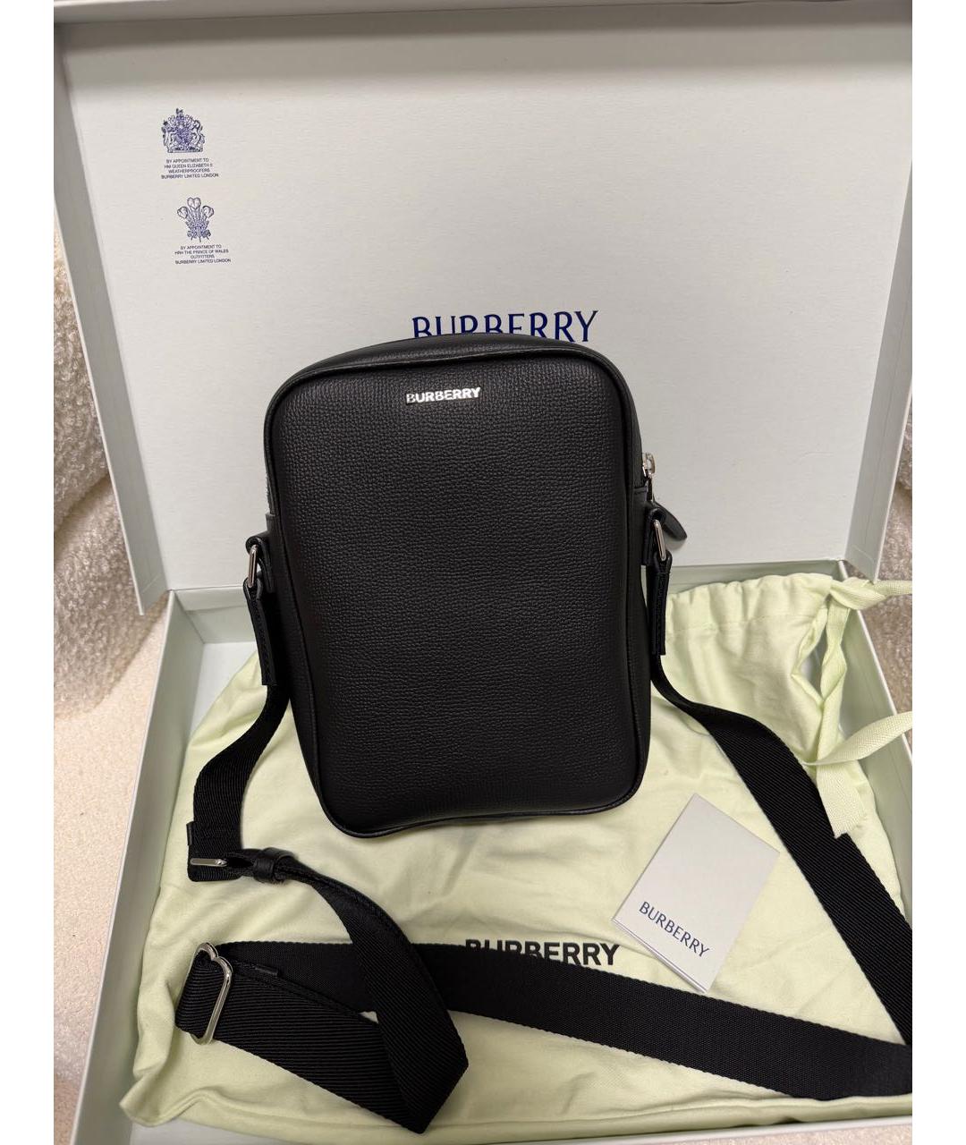 BURBERRY Черная кожаная сумка на плечо, фото 8