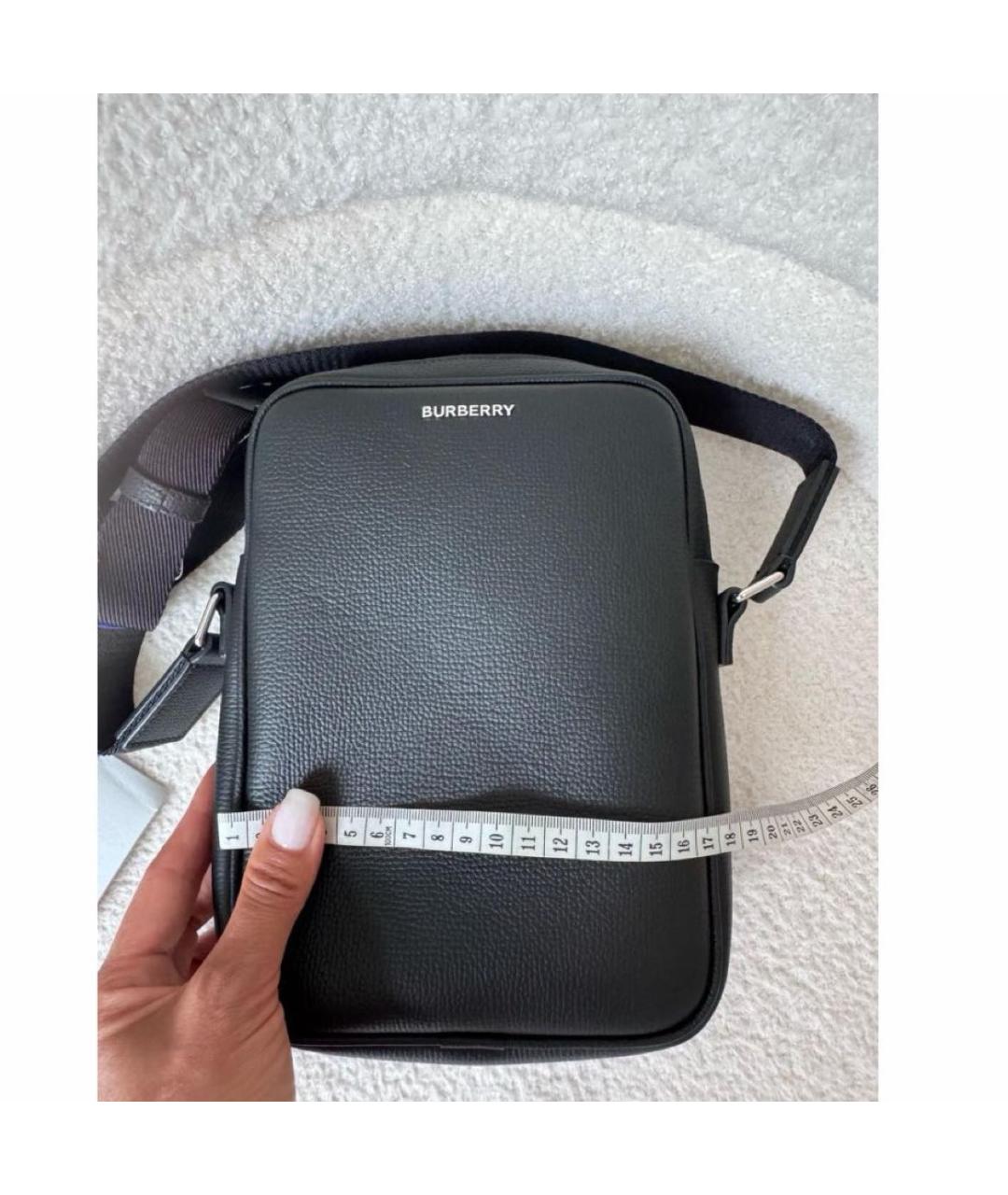 BURBERRY Черная кожаная сумка на плечо, фото 7