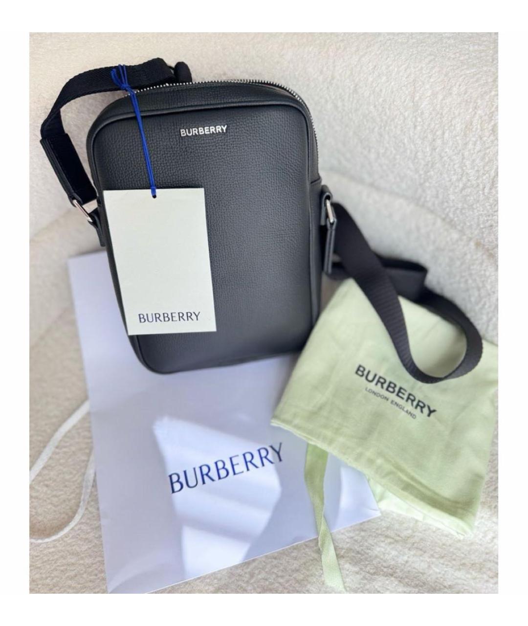 BURBERRY Черная кожаная сумка на плечо, фото 2