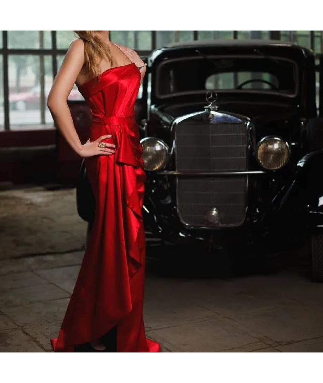 ZUHAIR MURAD Красное шелковое вечернее платье, фото 7