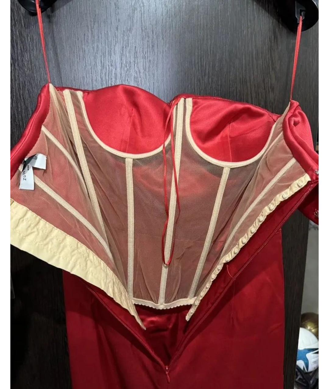 ZUHAIR MURAD Красное шелковое вечернее платье, фото 4