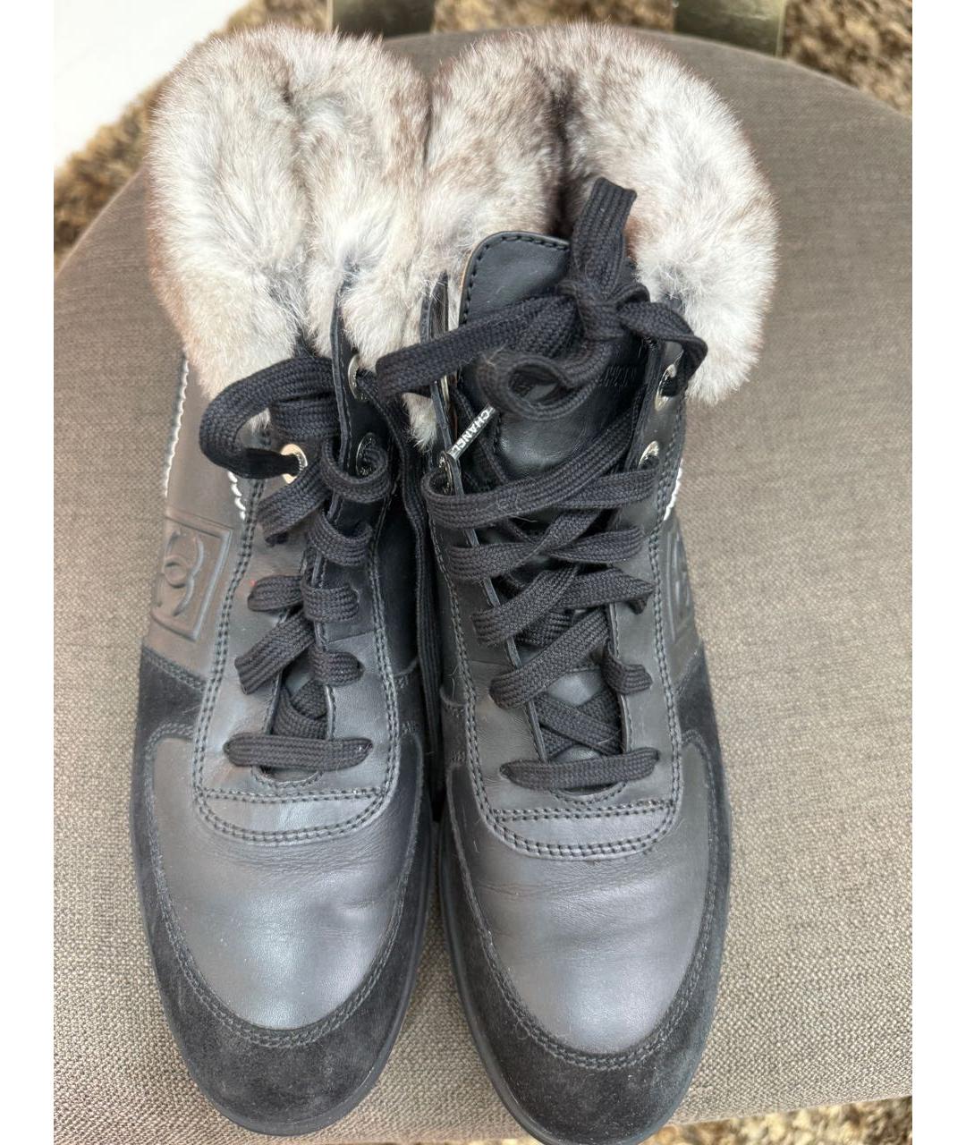 CHANEL Черные кожаные ботинки, фото 4