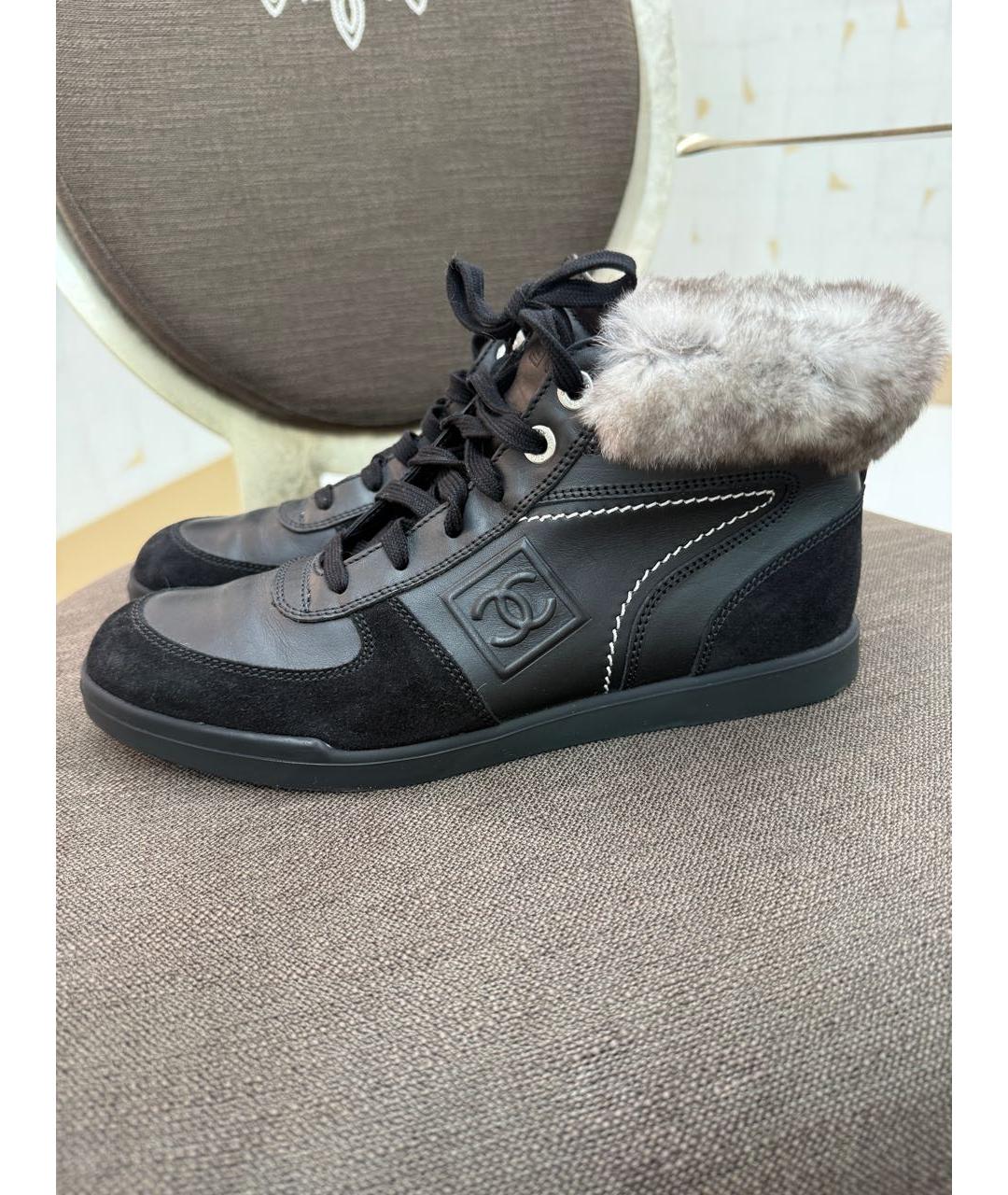 CHANEL Черные кожаные ботинки, фото 5