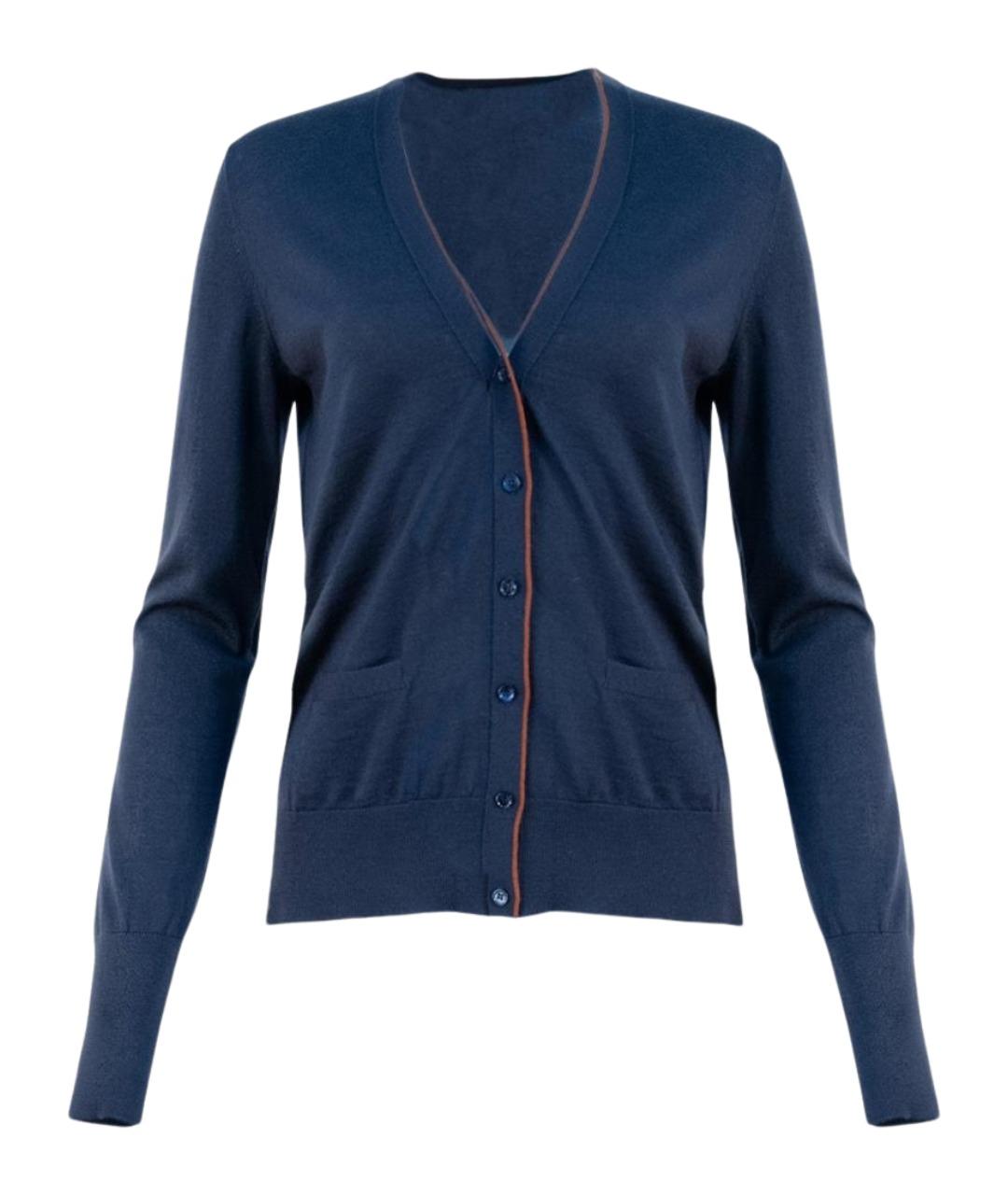 LORO PIANA Темно-синий шерстяной кардиган, фото 1