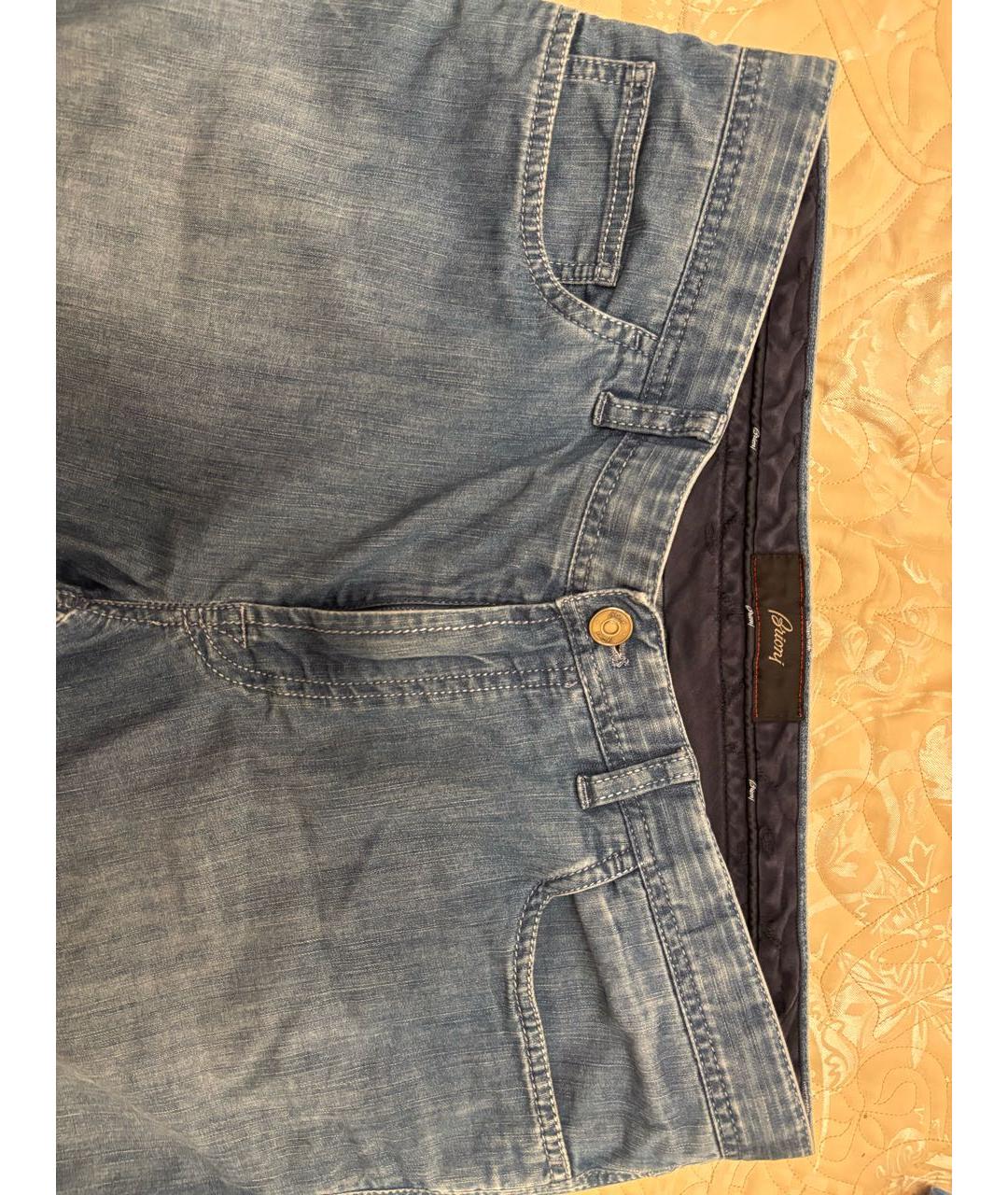 BRIONI Голубые хлопковые прямые джинсы, фото 4